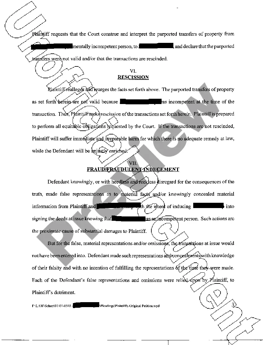 Preview A01 Plaintiff's Original Petition