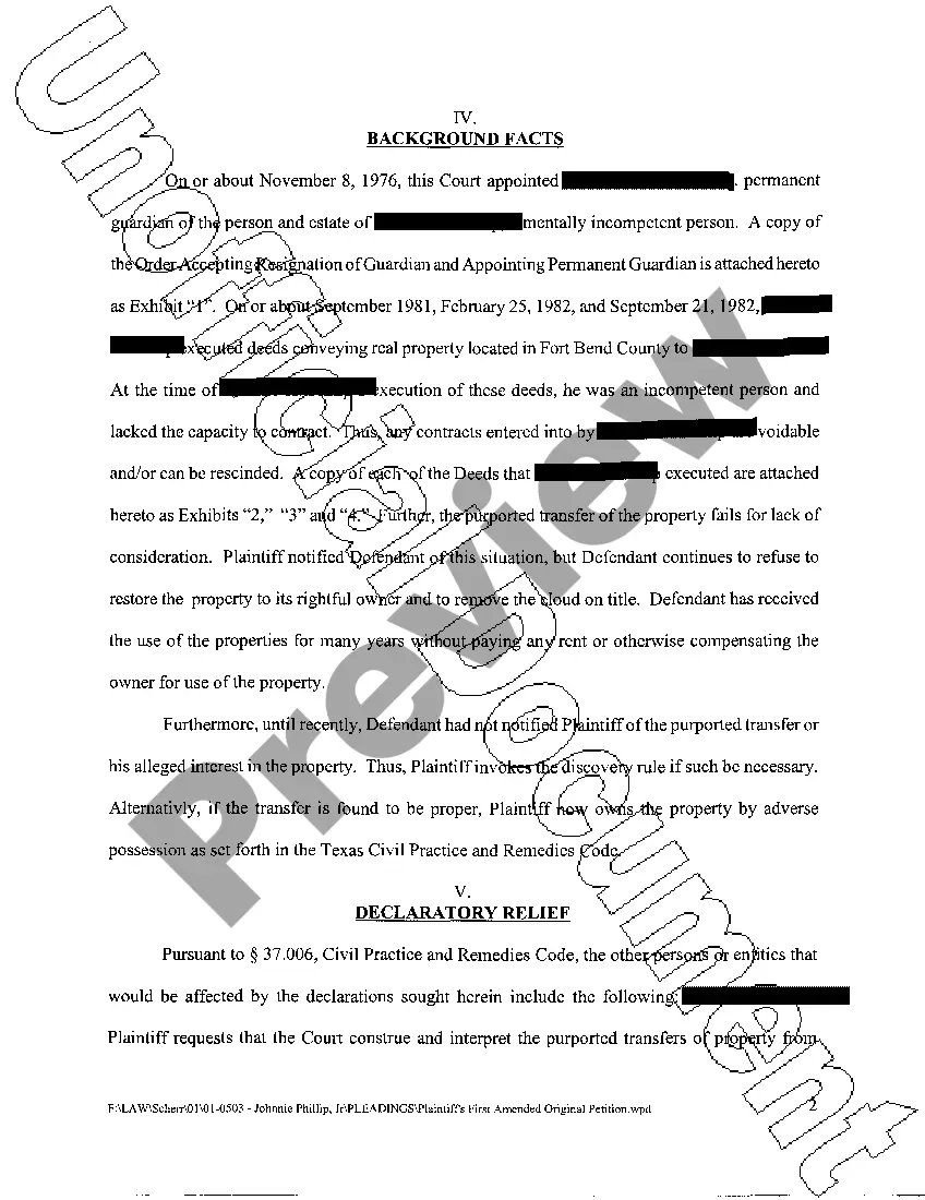 Preview A04 Plaintiff's First Amended Original Petition