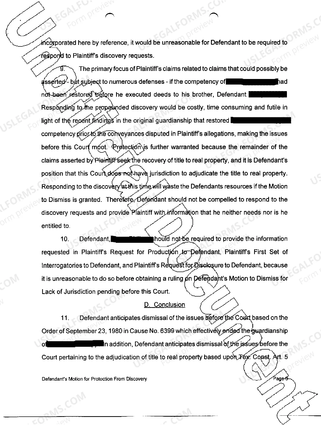 Preview A07 Motion for Protection from Discovery