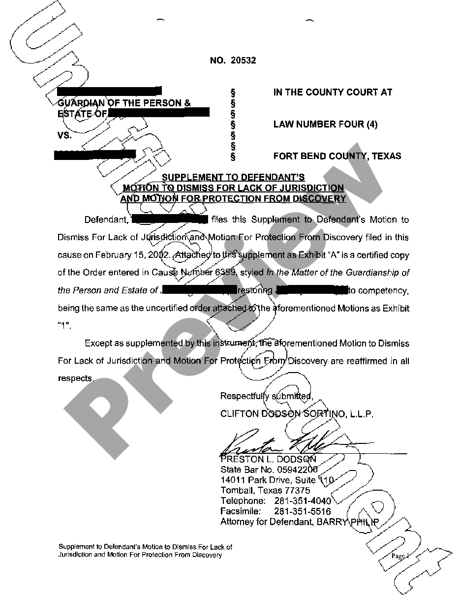 Fillabe Printable Motion To Dismiss For Lack Of Jurisdiction California Template