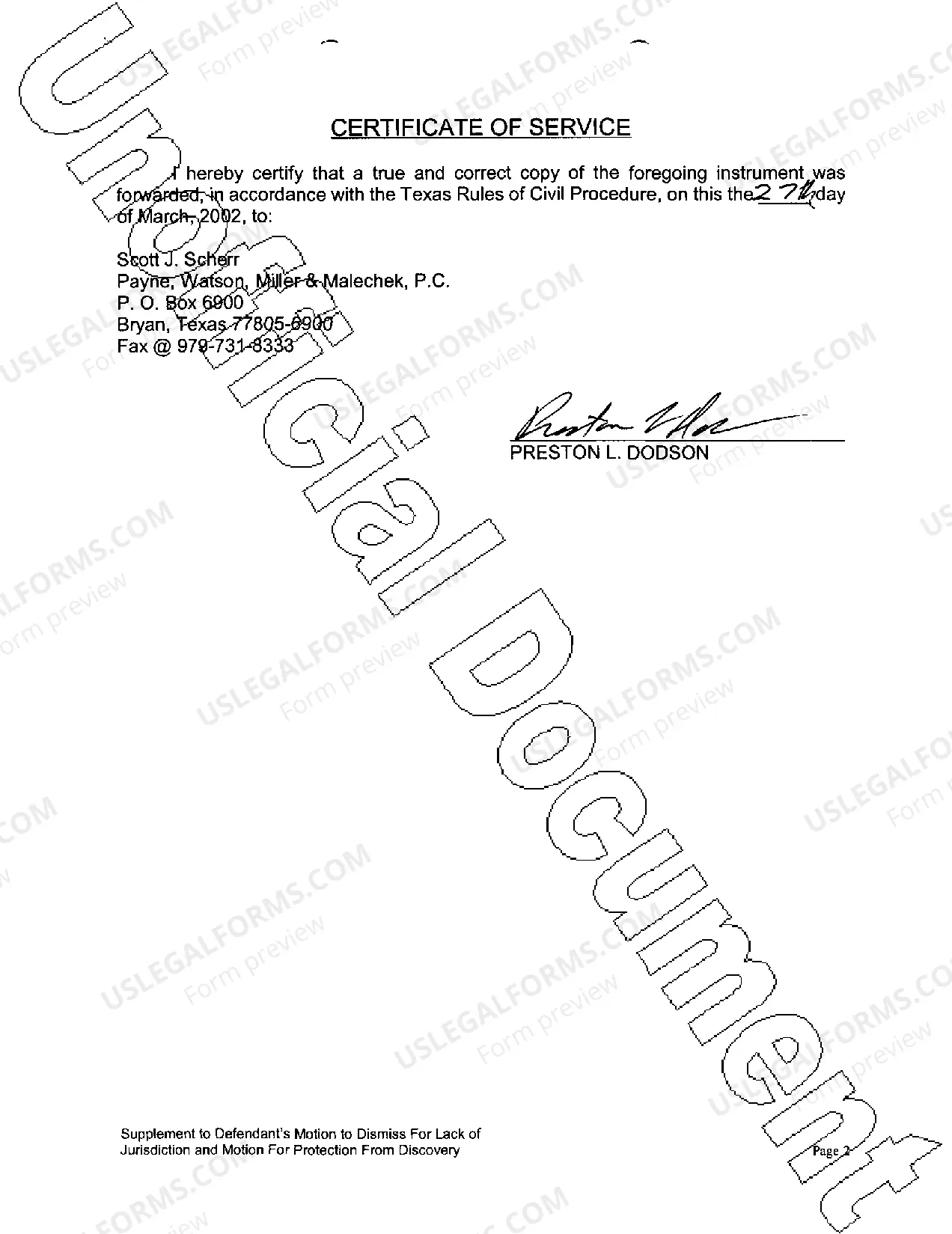 Preview A12 Supplement to Defendant's Motion to Dismiss for Lack of Jurisdiction