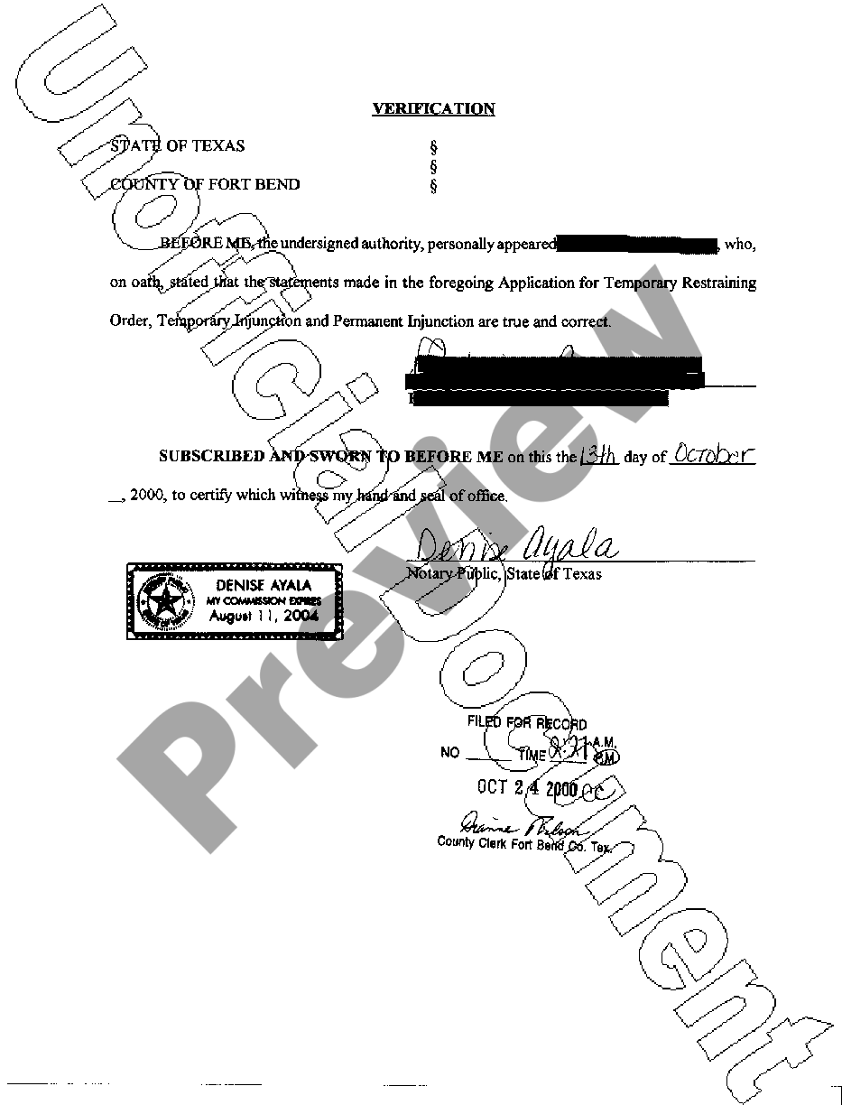 Laredo Texas Application For Temporary Restraining Order - Texas ...