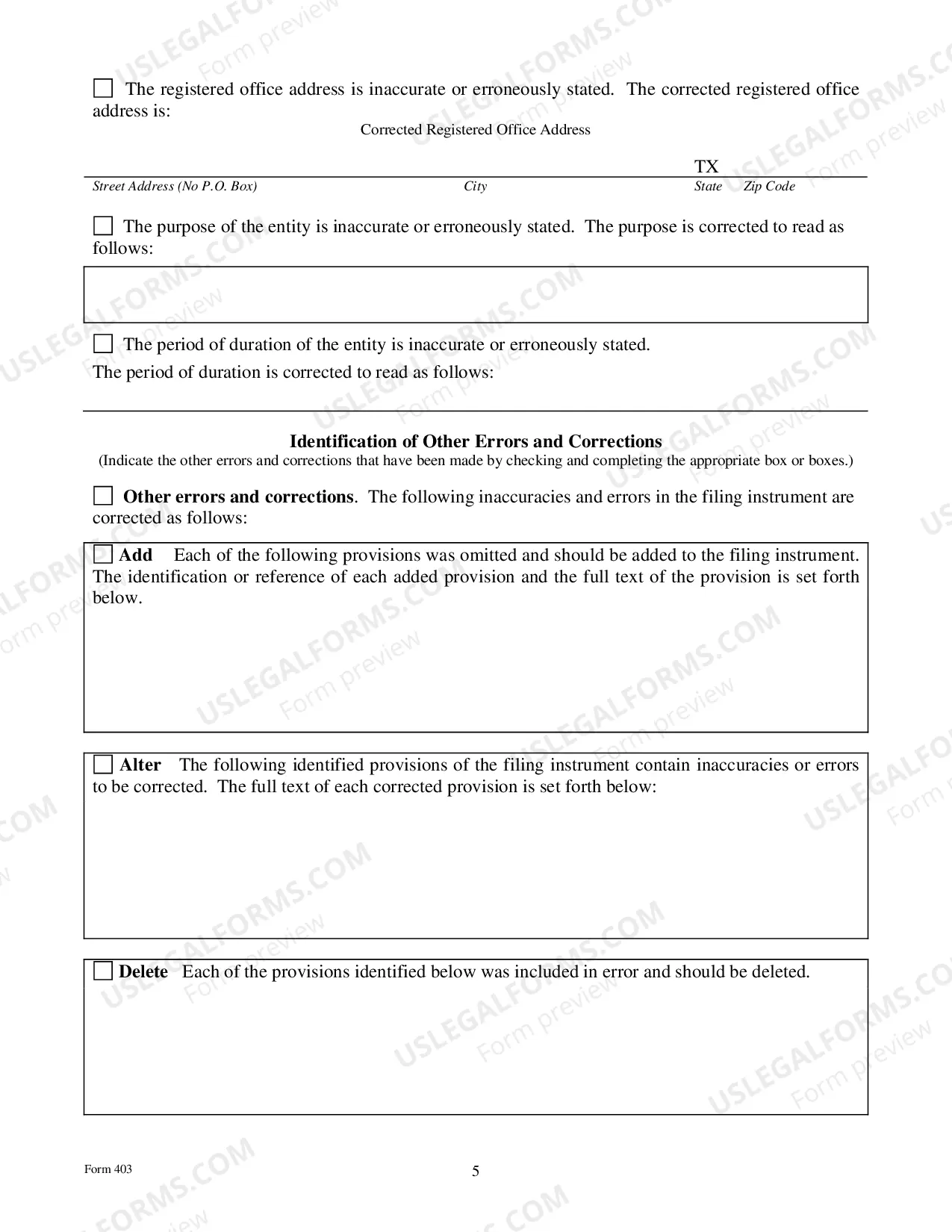 Preview Certificate of Correction