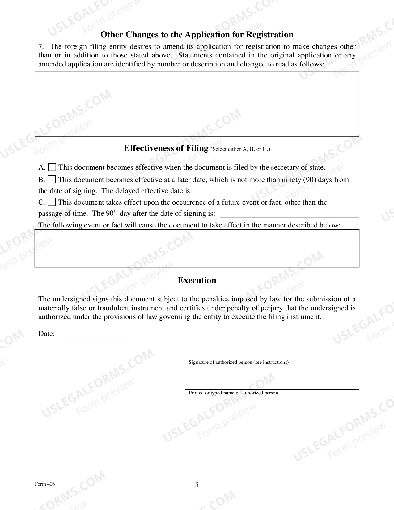 Preview Amendment To Registration