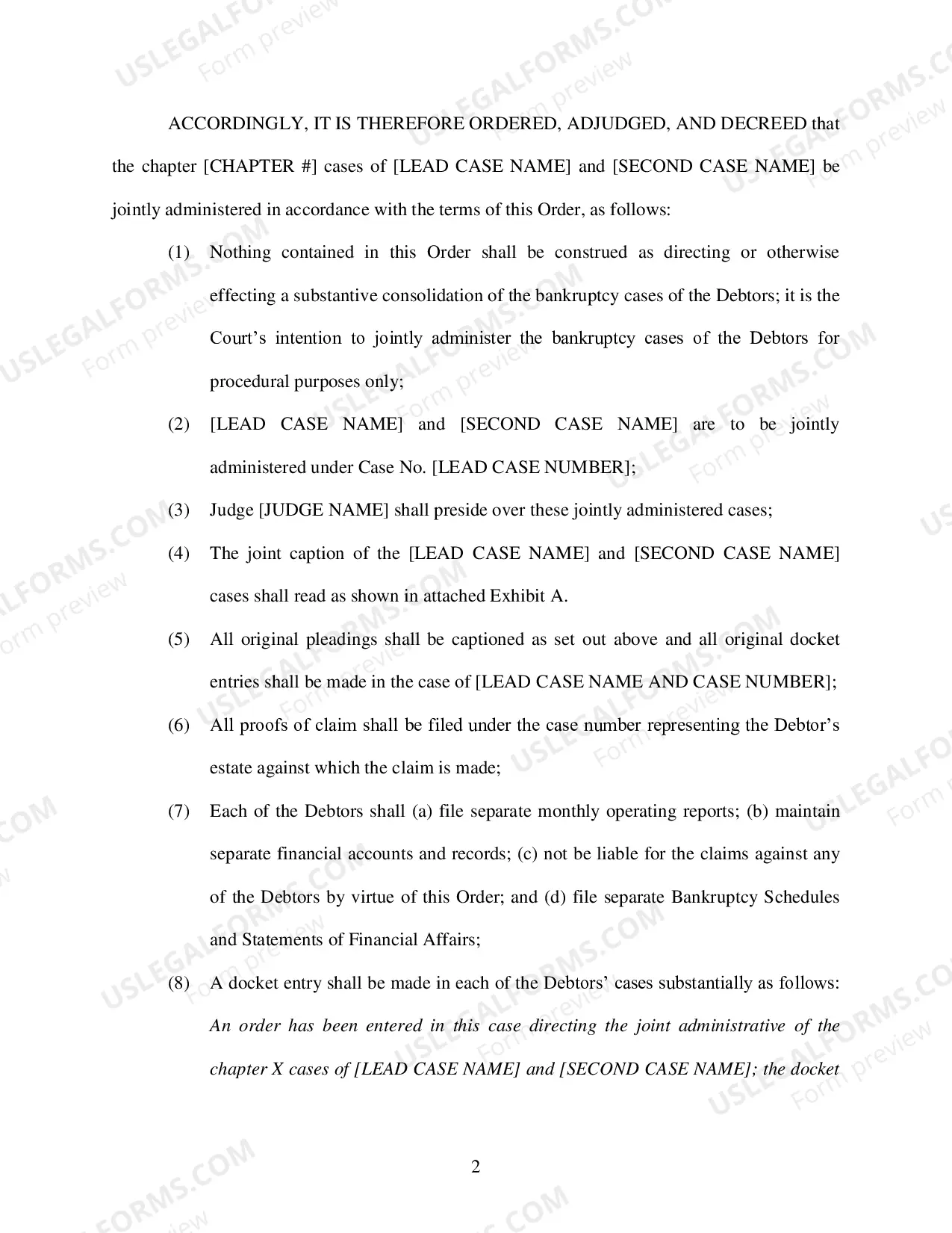 Preview Joint Administration Order
