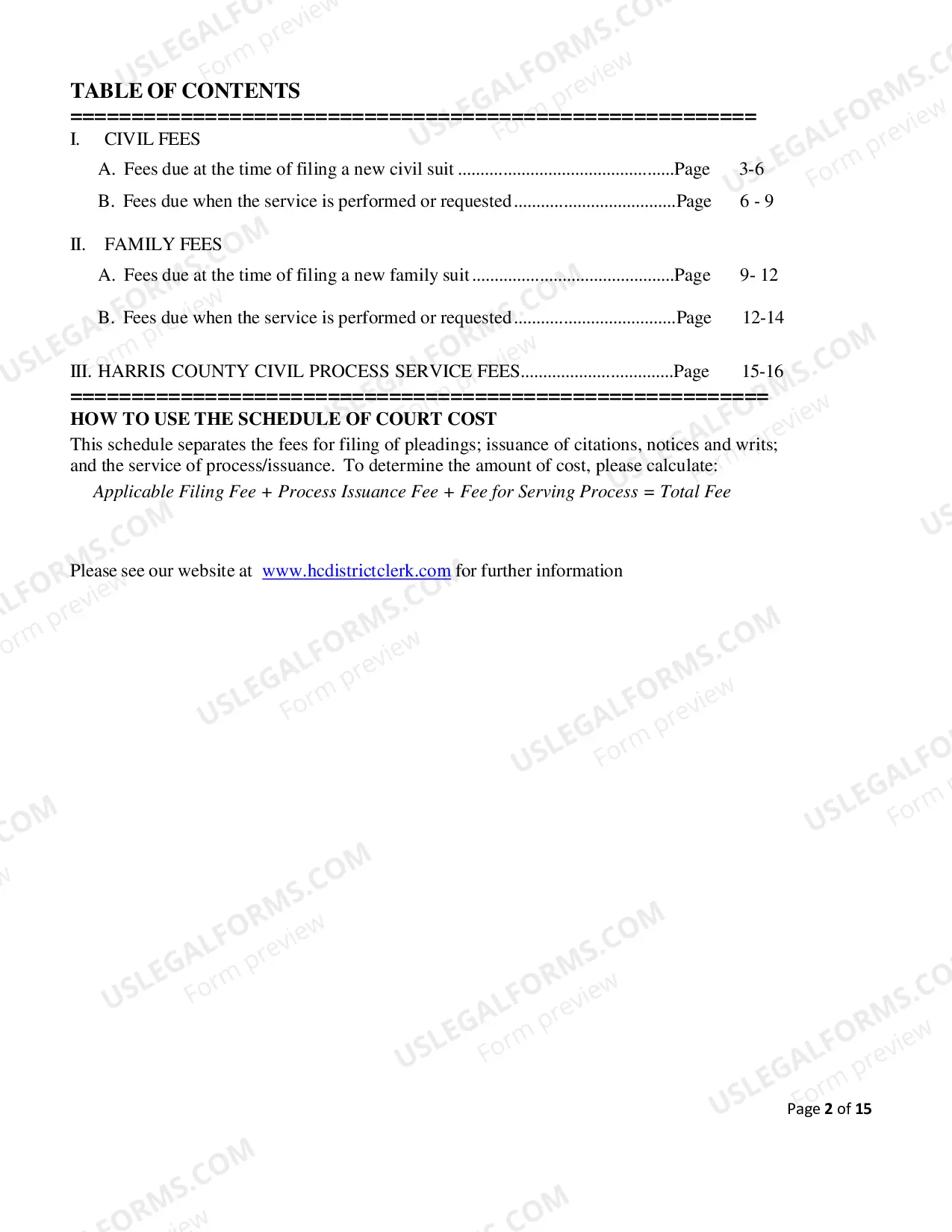 Preview Fee Schedule
