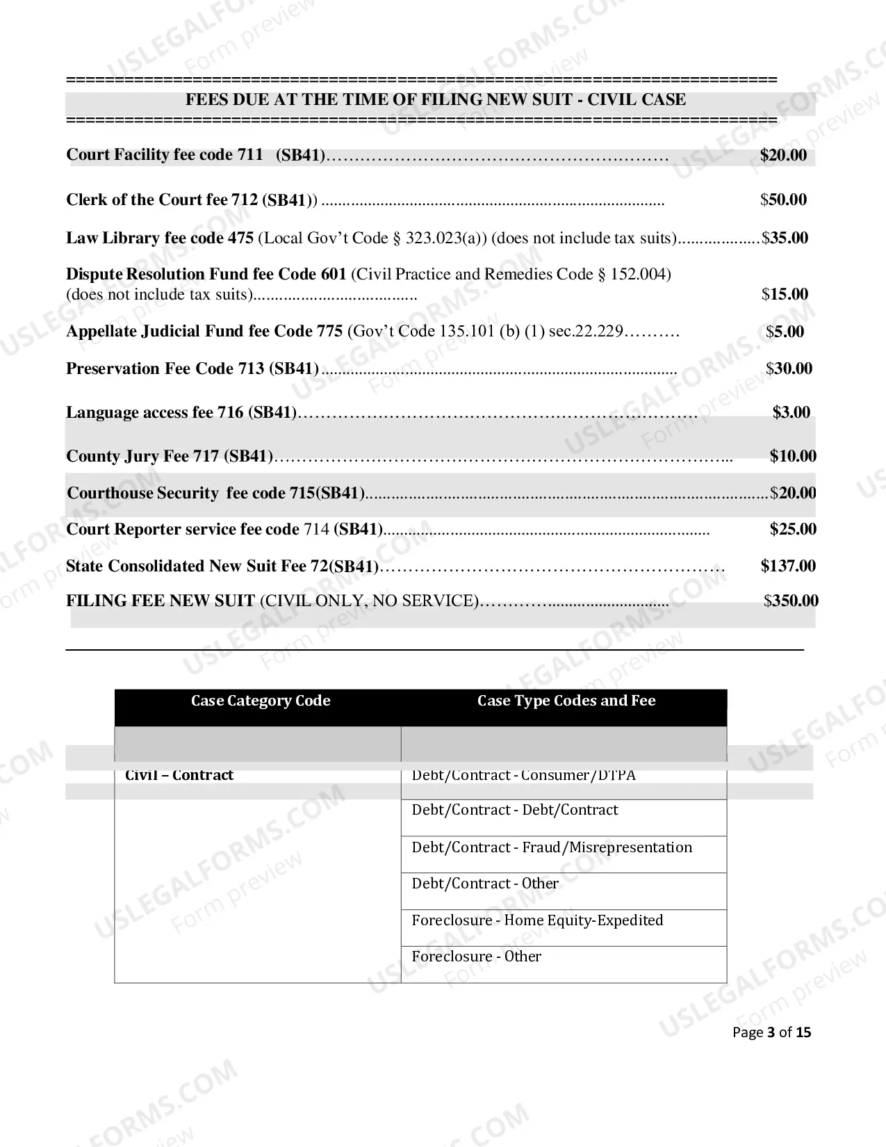 Preview Fee Schedule