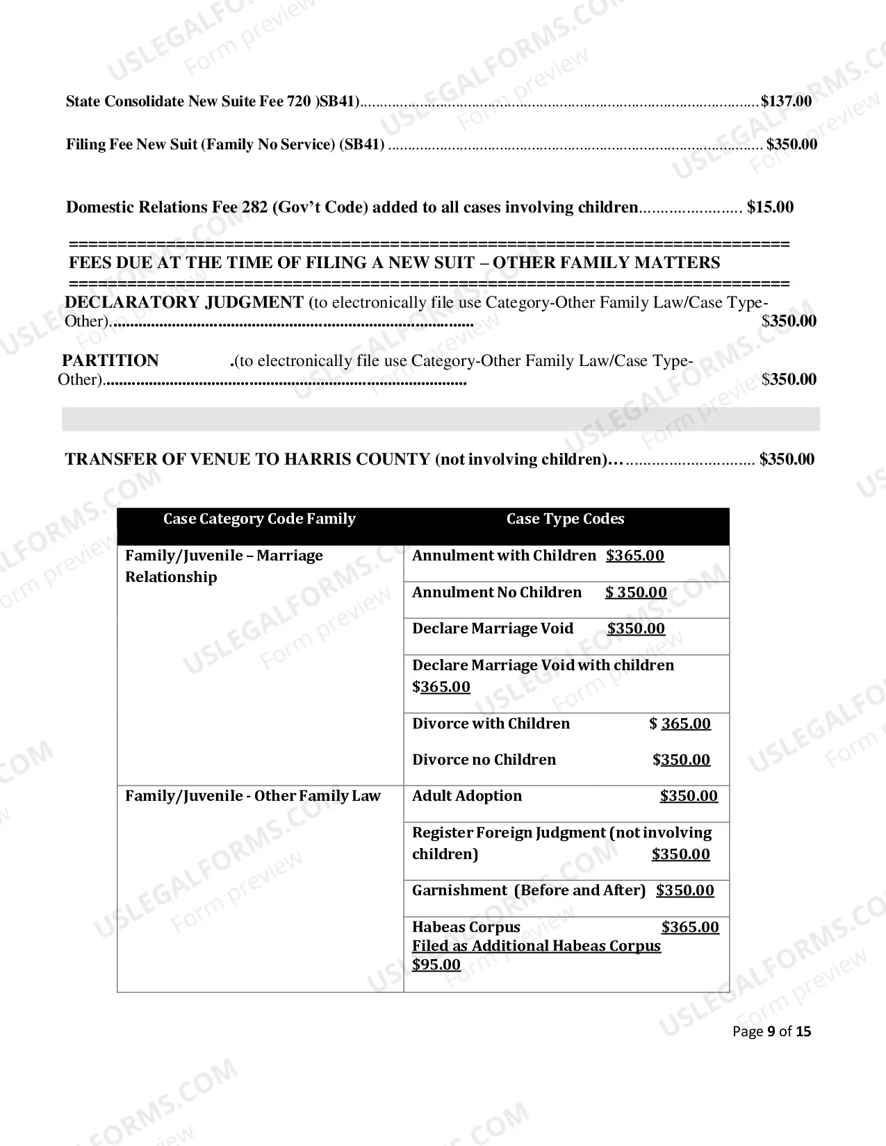 Preview Fee Schedule