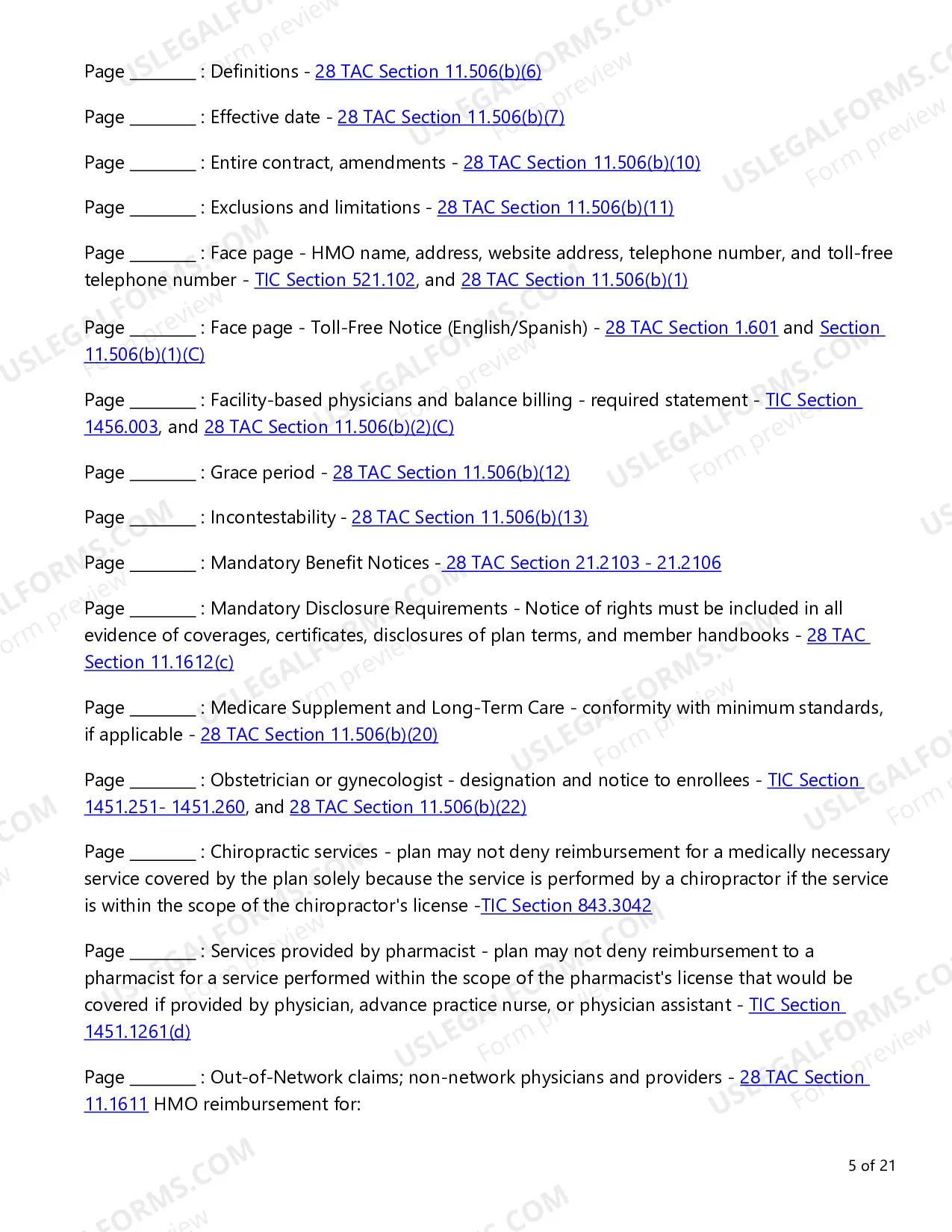 Preview Consumer Choice Evidence of Coverage (EOC) Checklist - Large Employer and Conversion Plans