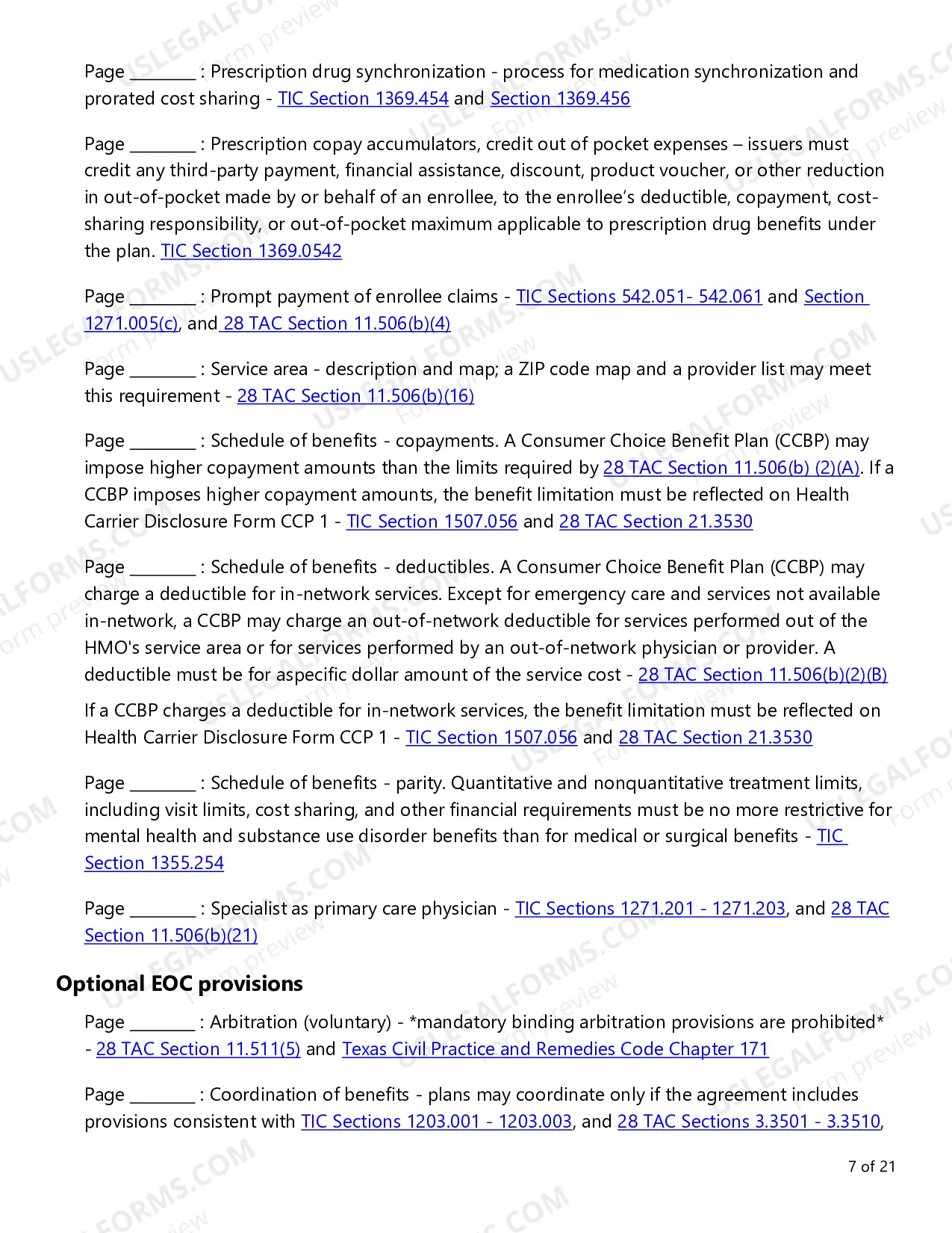 Preview Consumer Choice Evidence of Coverage (EOC) Checklist - Large Employer and Conversion Plans
