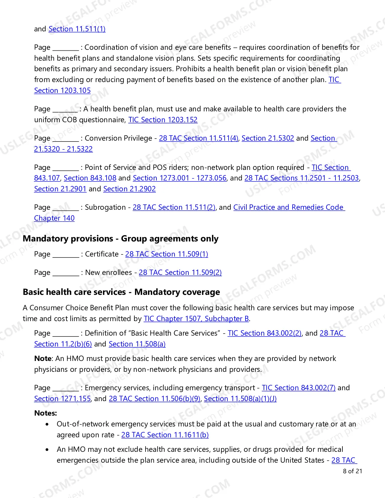 Preview Consumer Choice Evidence of Coverage (EOC) Checklist - Large Employer and Conversion Plans