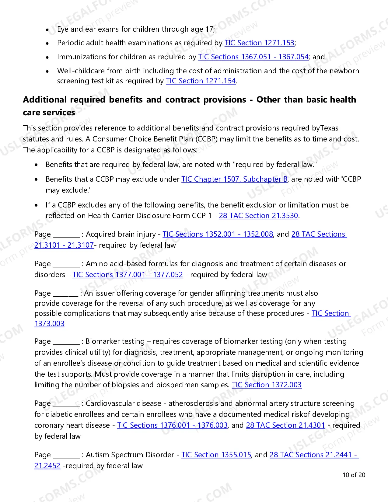 Preview Consumer Choice Evidence of Coverage (EOC) Checklist - Small Employer and Conversion Plans