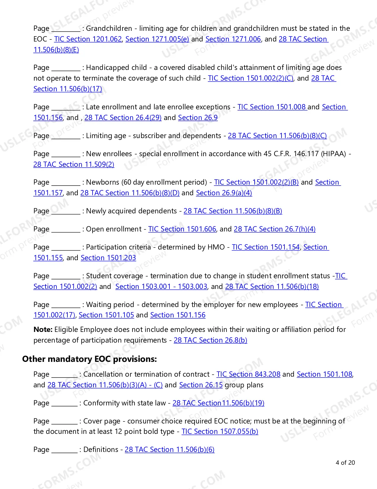 Preview Consumer Choice Evidence of Coverage (EOC) Checklist - Small Employer and Conversion Plans