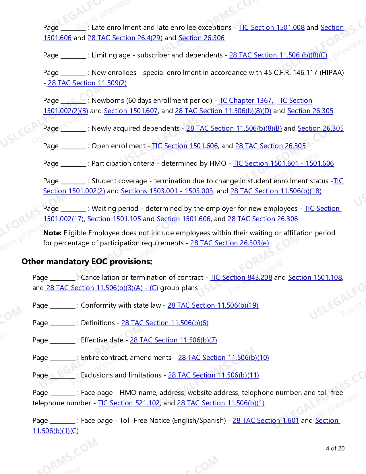 Preview Evidence of Coverage (EOC) Checklist - Large Employer and Conversion Plans