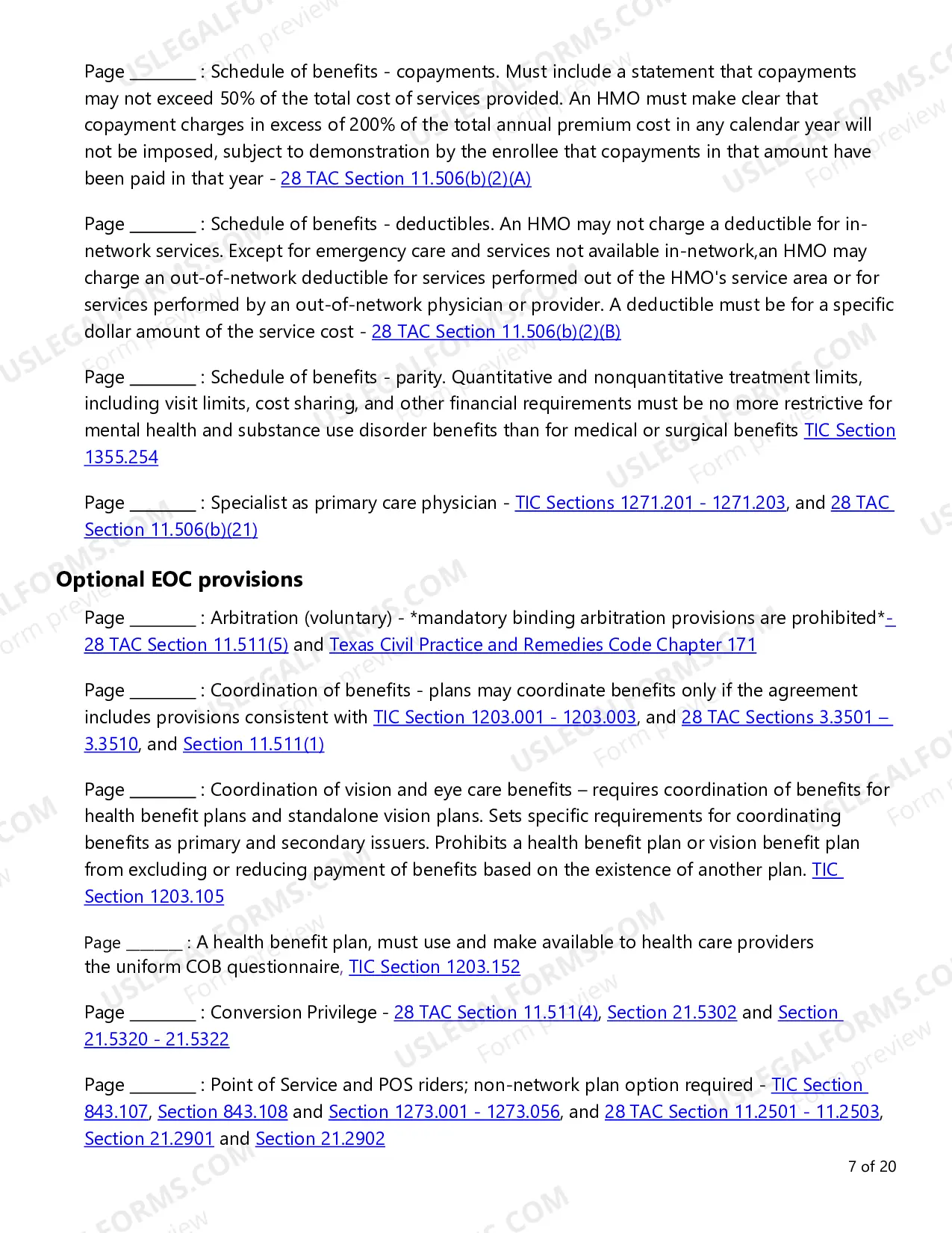 Preview Evidence of Coverage (EOC) Checklist - Large Employer and Conversion Plans