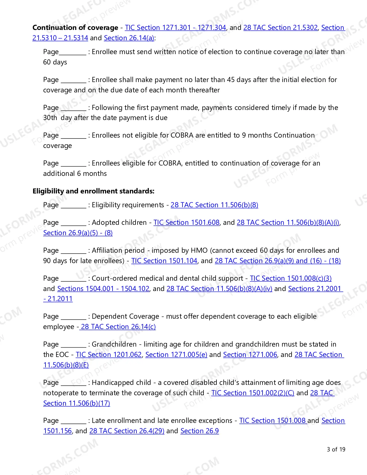 Preview Evidence of Coverage (EOC) Checklist - Small Employer and Conversion Plans