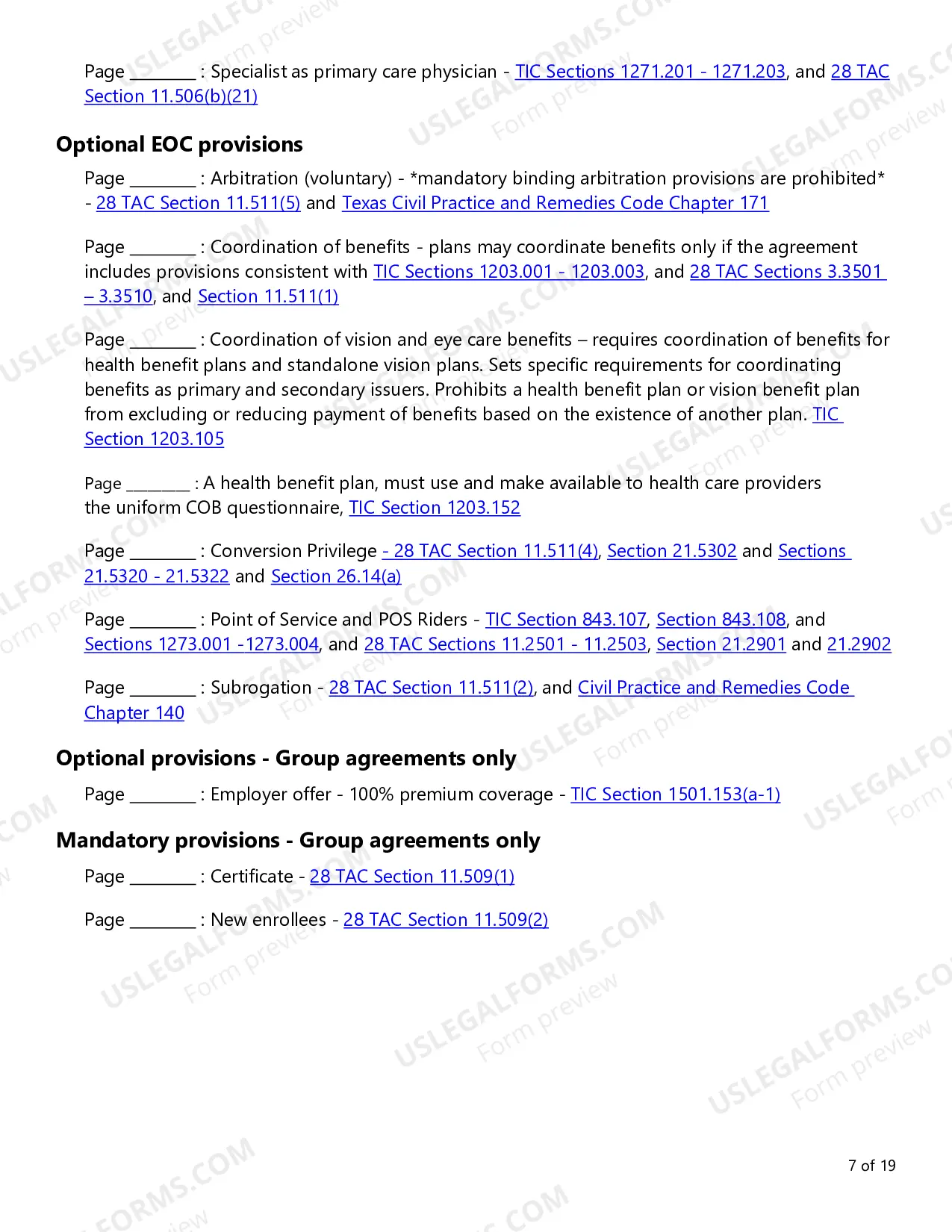 Preview Evidence of Coverage (EOC) Checklist - Small Employer and Conversion Plans