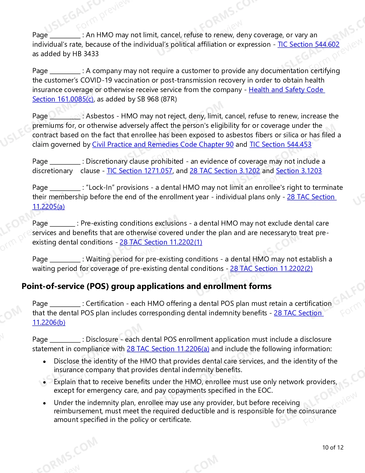 Preview Evidence of Coverage (EOC) Checklist - Single Health Care Service Plan - Dental Care