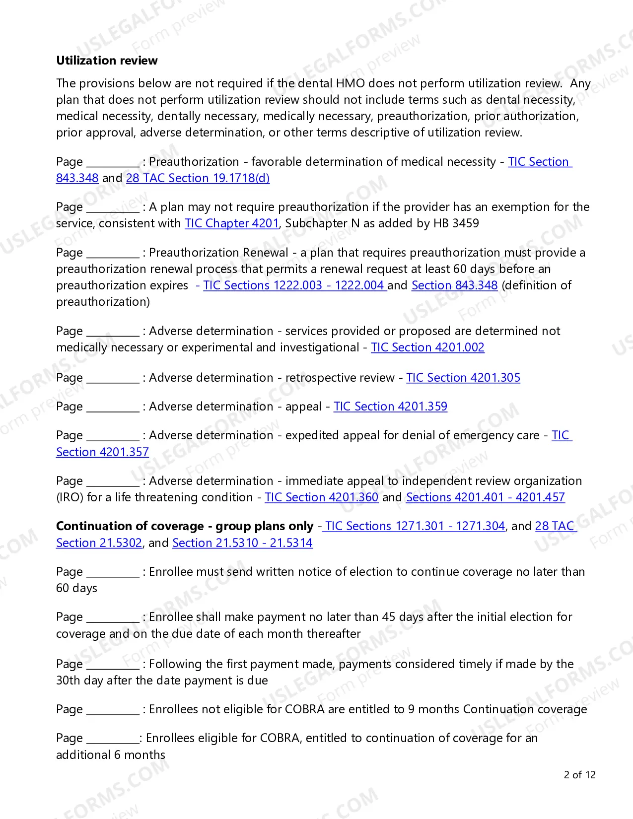 Preview Evidence of Coverage (EOC) Checklist - Single Health Care Service Plan - Dental Care