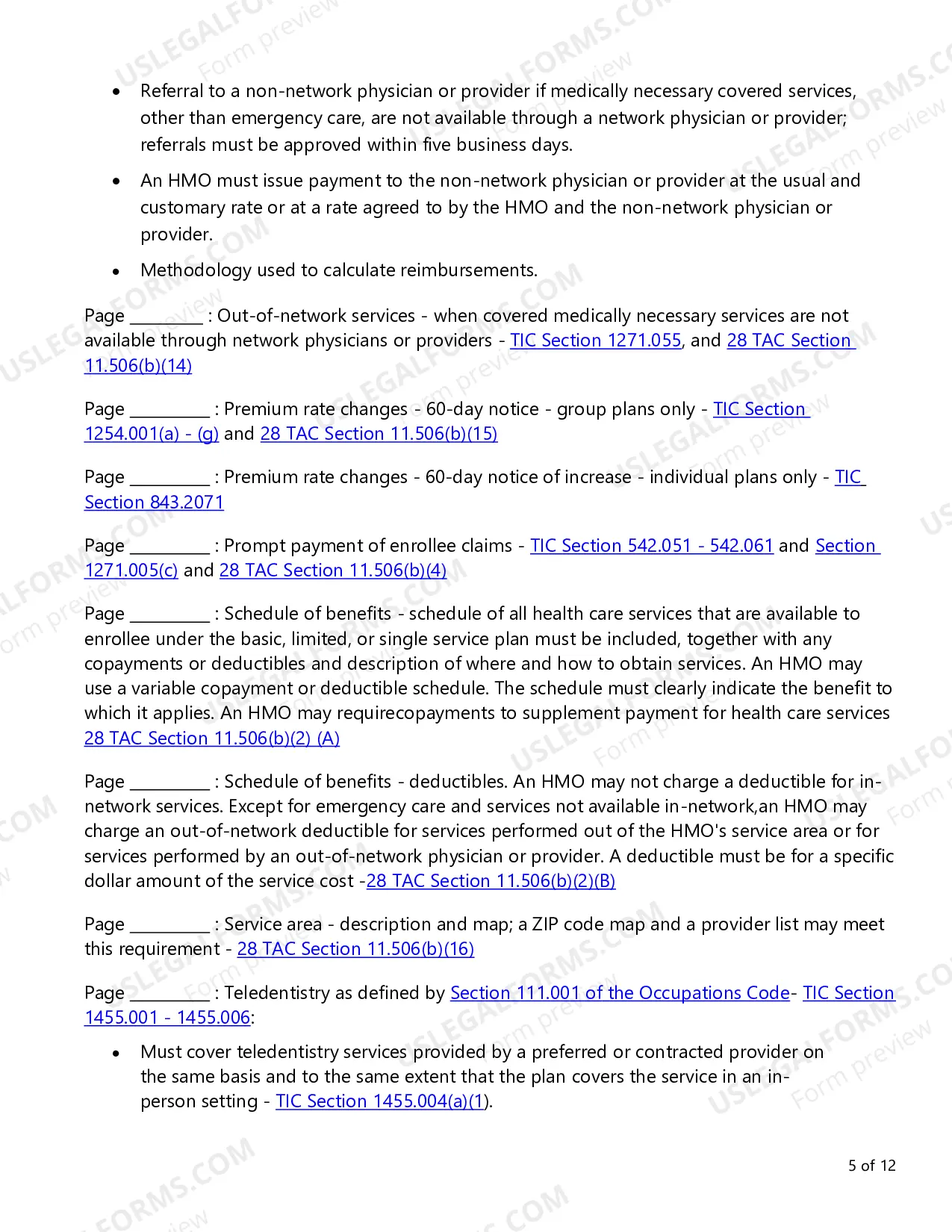 Preview Evidence of Coverage (EOC) Checklist - Single Health Care Service Plan - Dental Care