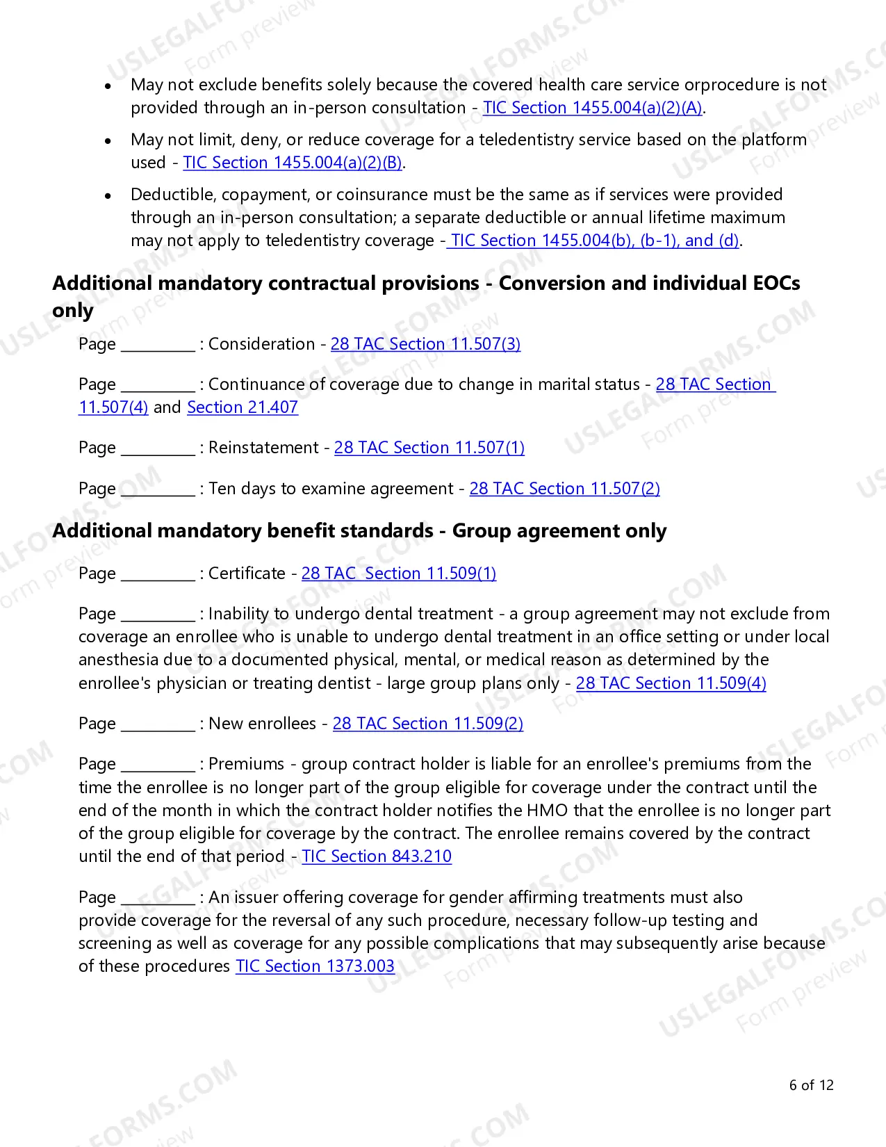 Preview Evidence of Coverage (EOC) Checklist - Single Health Care Service Plan - Dental Care