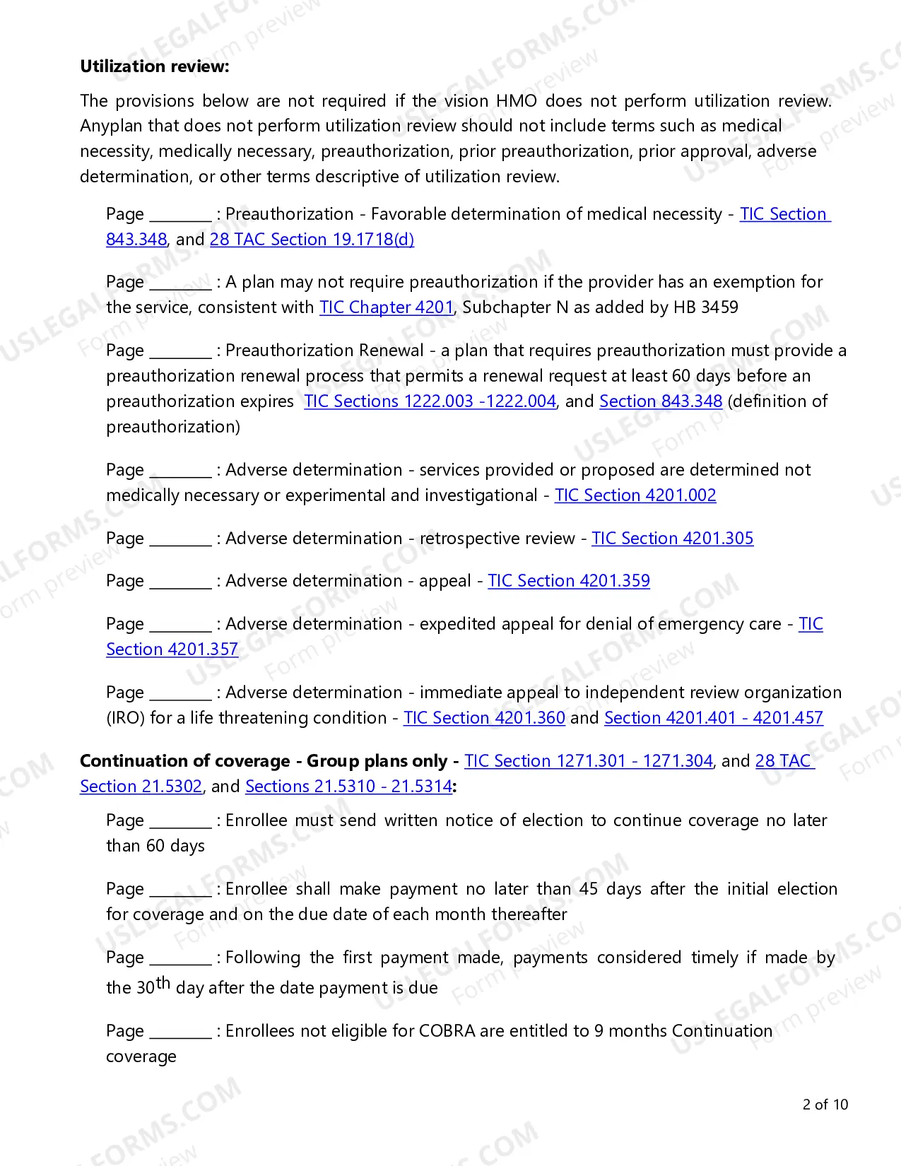 Preview Evidence of Coverage (EOC) Checklist - Single Health Care Service Plan - Vision Care