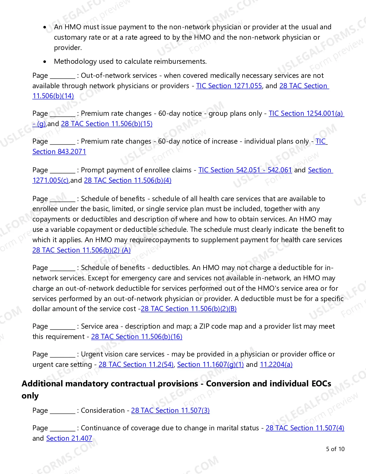 Preview Evidence of Coverage (EOC) Checklist - Single Health Care Service Plan - Vision Care