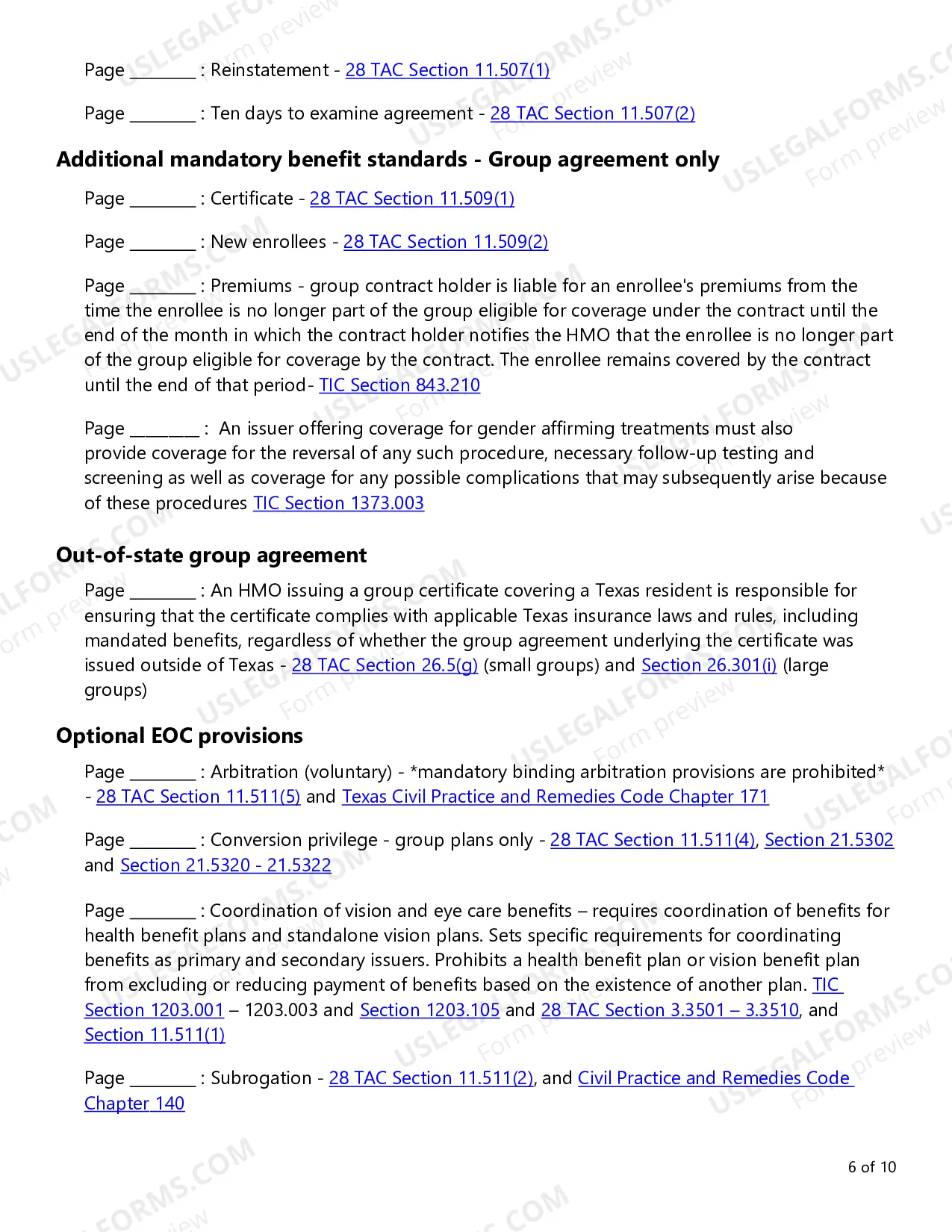 Preview Evidence of Coverage (EOC) Checklist - Single Health Care Service Plan - Vision Care