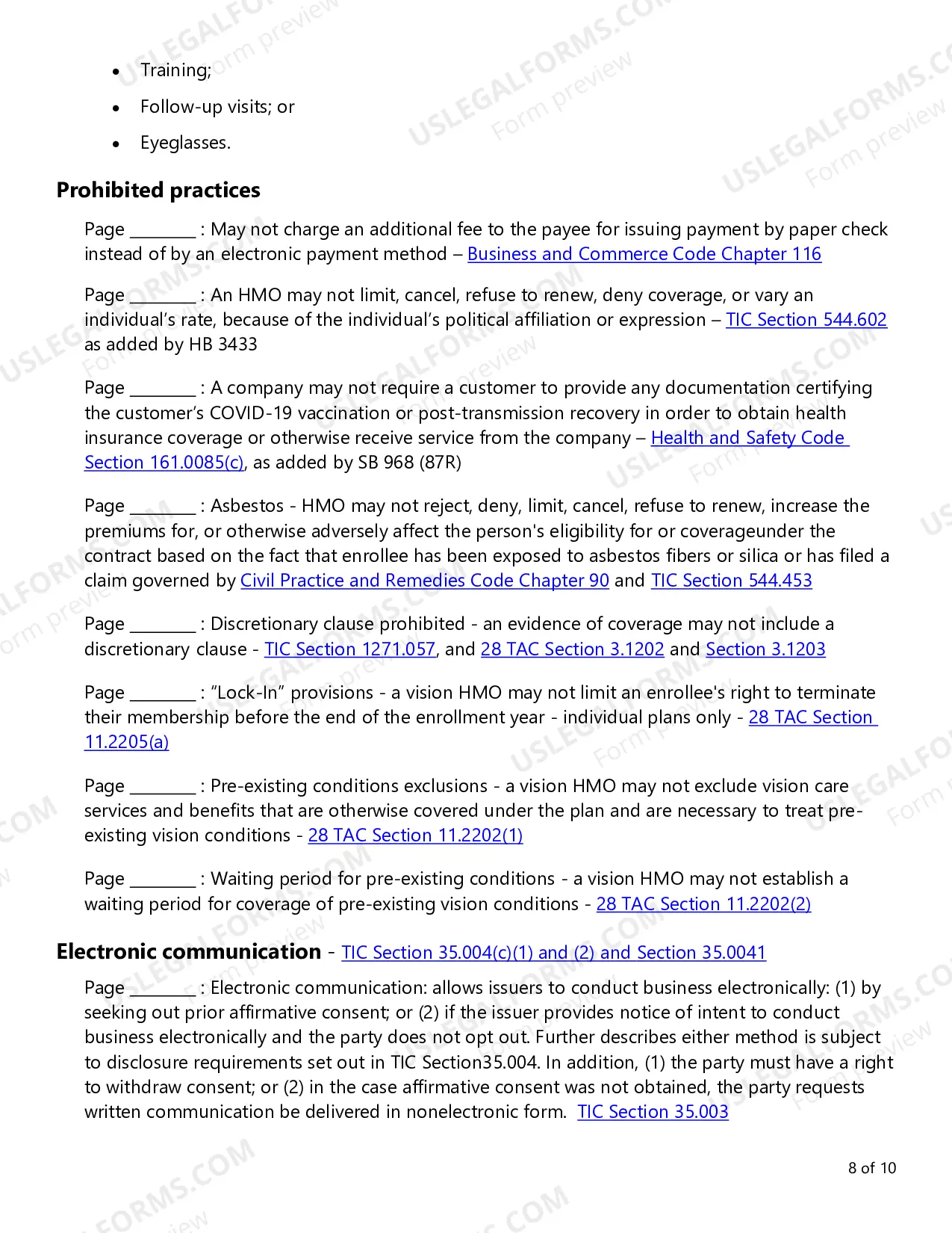 Preview Evidence of Coverage (EOC) Checklist - Single Health Care Service Plan - Vision Care