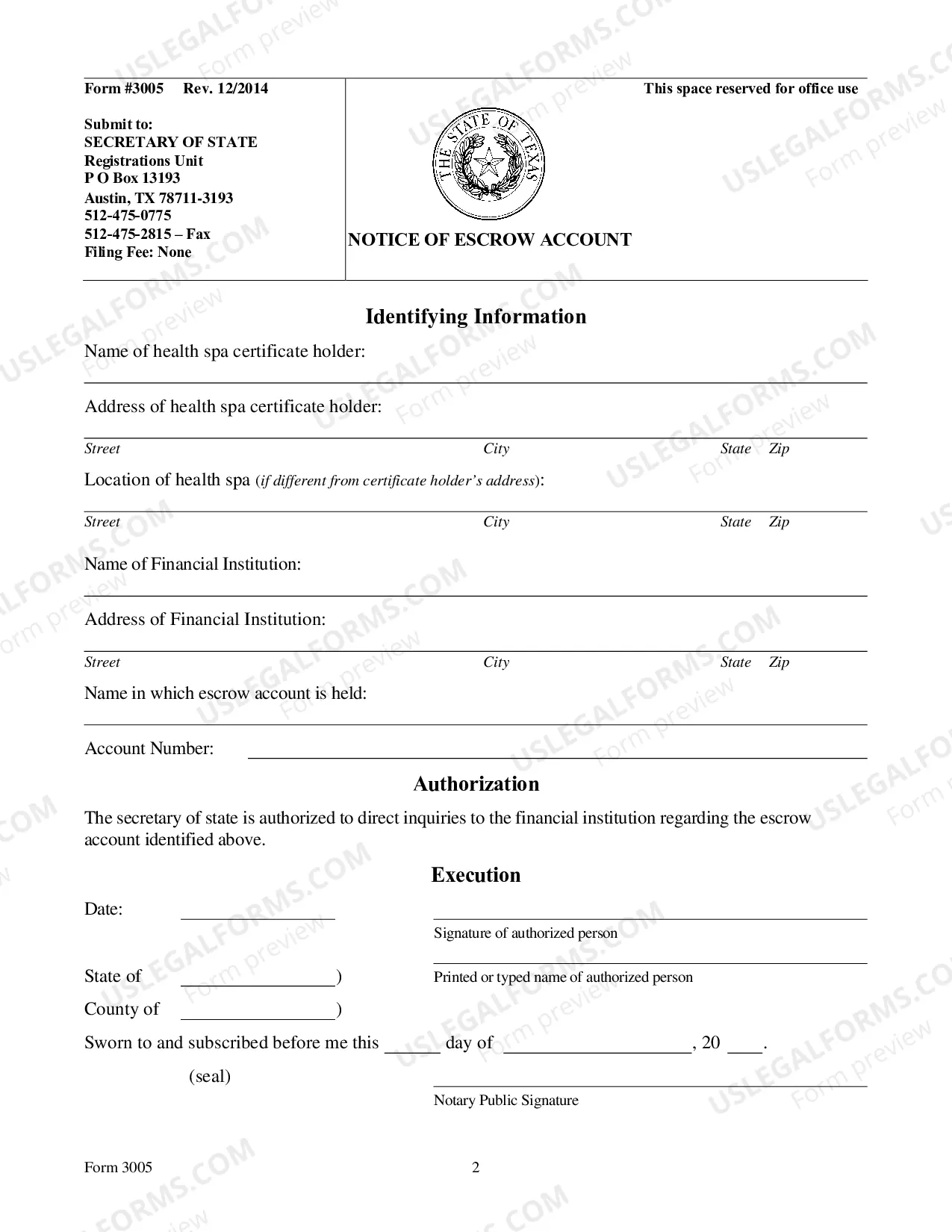Preview Notice of Escrow Account