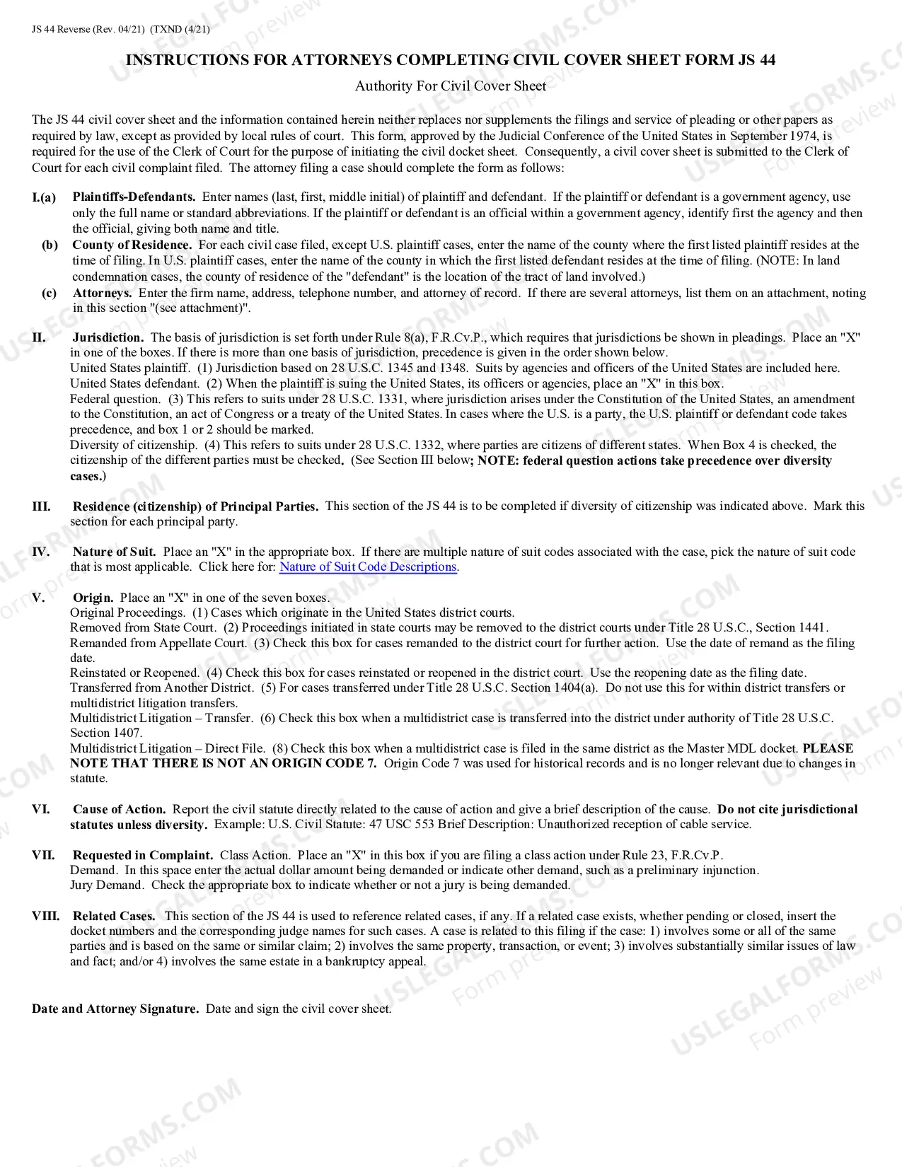 Preview Civil Cover Sheet