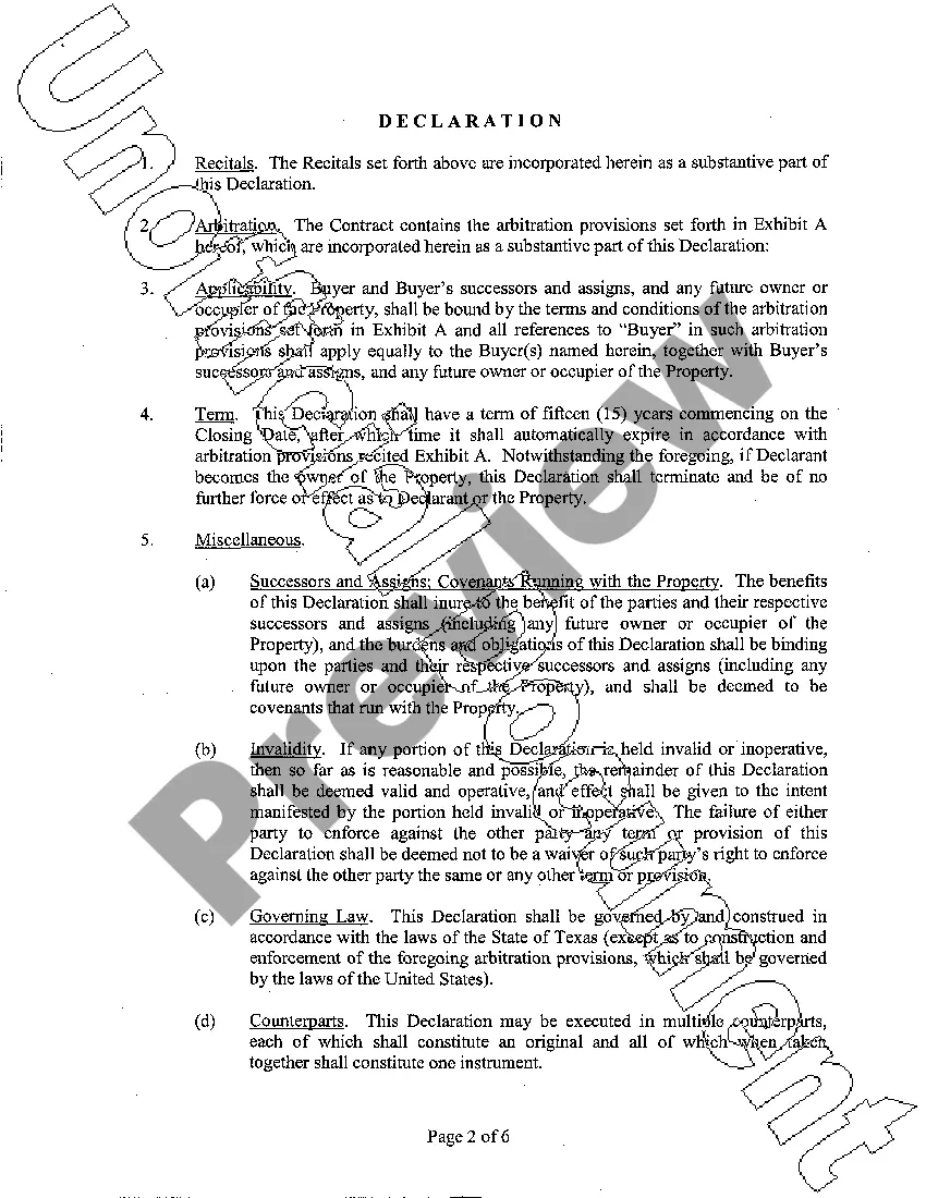 Get Declaration of Restrictive Covenants Preview Declaration of Restrictive Covenants