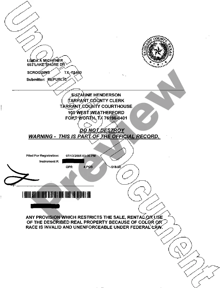 Preview Acknowledgment for Proration of Ad Valorem Taxes