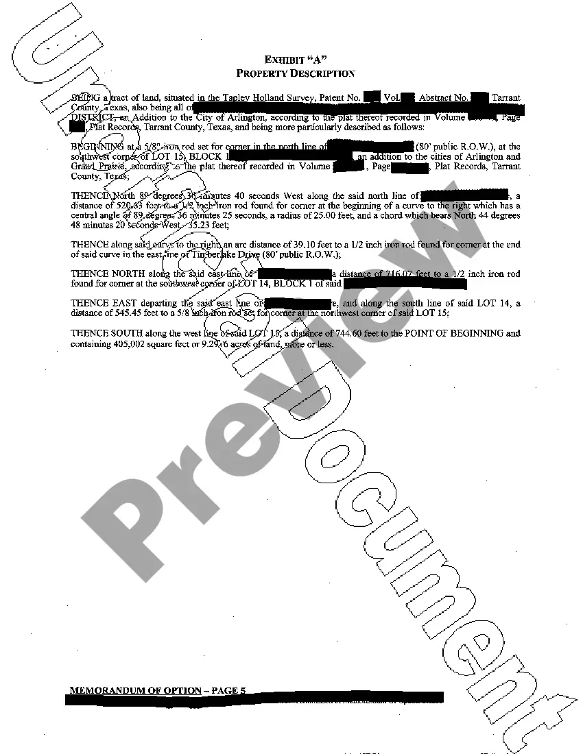 Get Termination of Memorandum of Option Agreement Preview Termination of Memorandum of Option Agreement