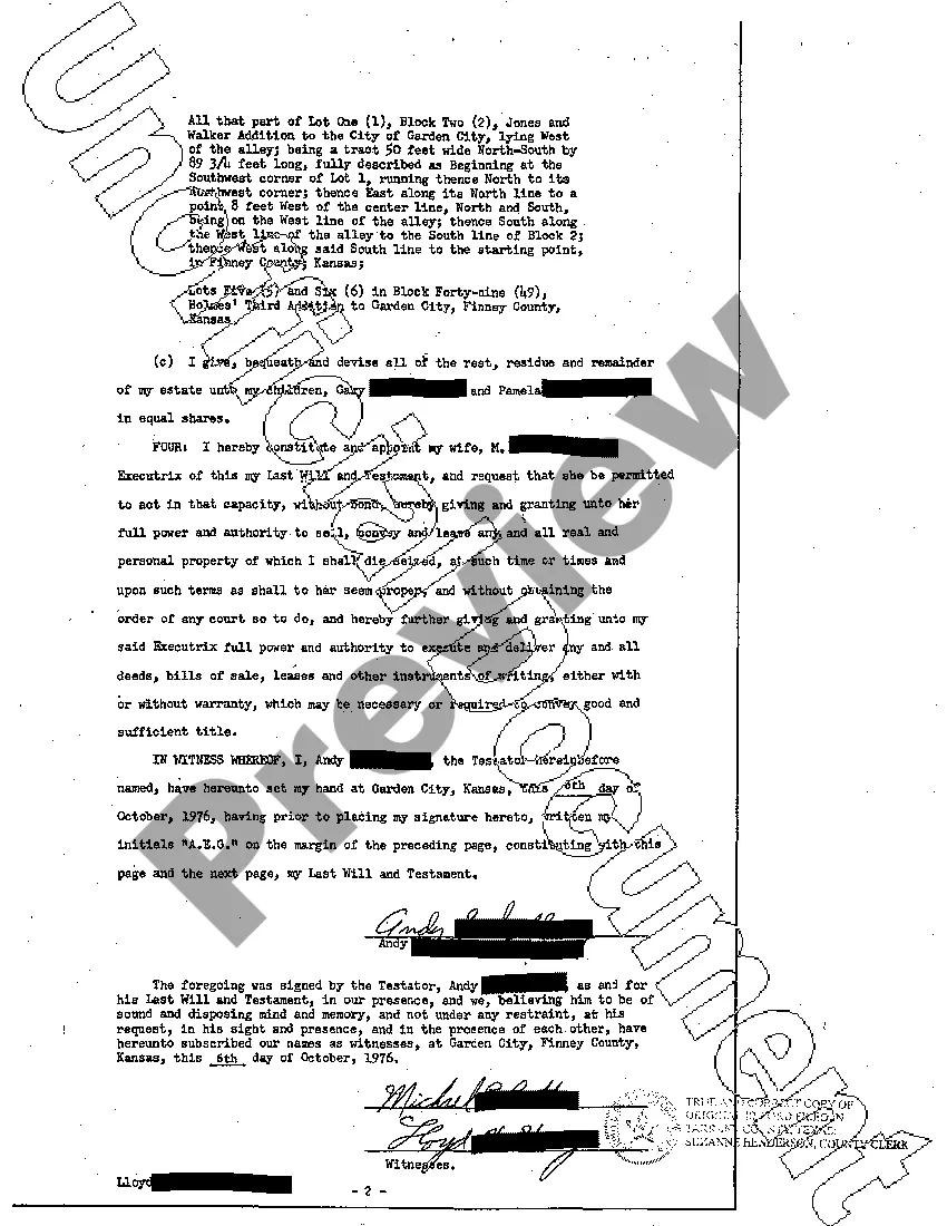 Get Order Admitting Will to Probate and Last Will and Testament Preview Order Admitting Will to Probate and Last Will and Testament