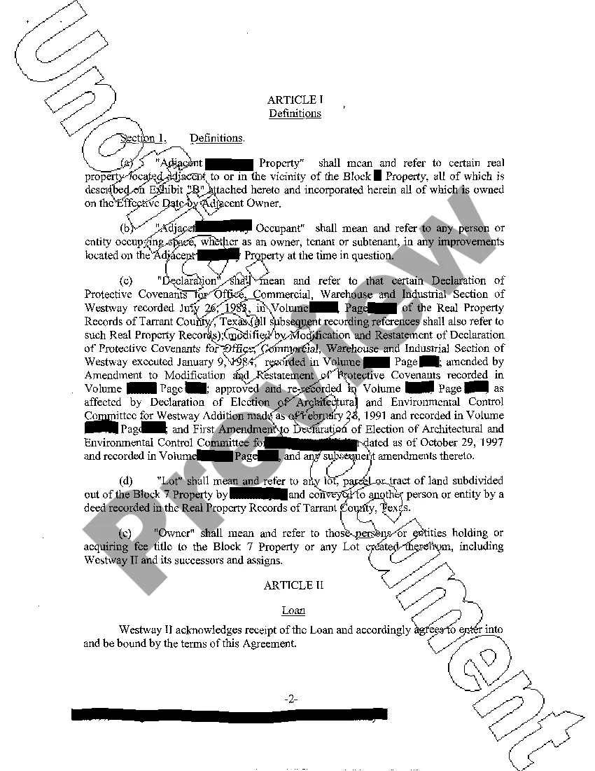 Preview Agreement and Declaration of Restrictive Covenants