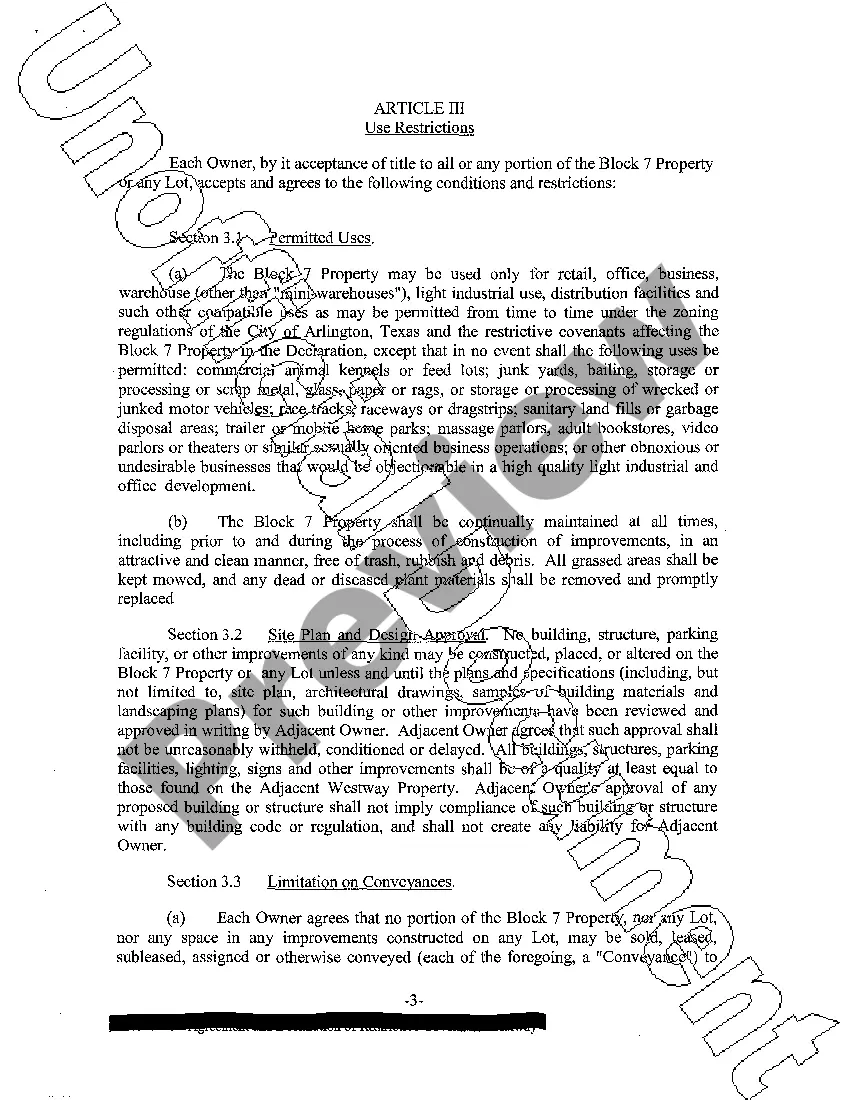 Preview Agreement and Declaration of Restrictive Covenants