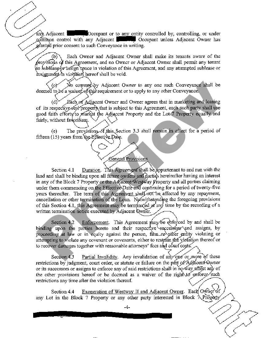 Preview Agreement and Declaration of Restrictive Covenants