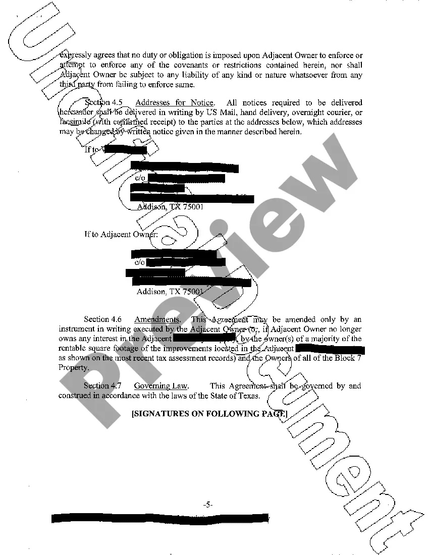 Preview Agreement and Declaration of Restrictive Covenants