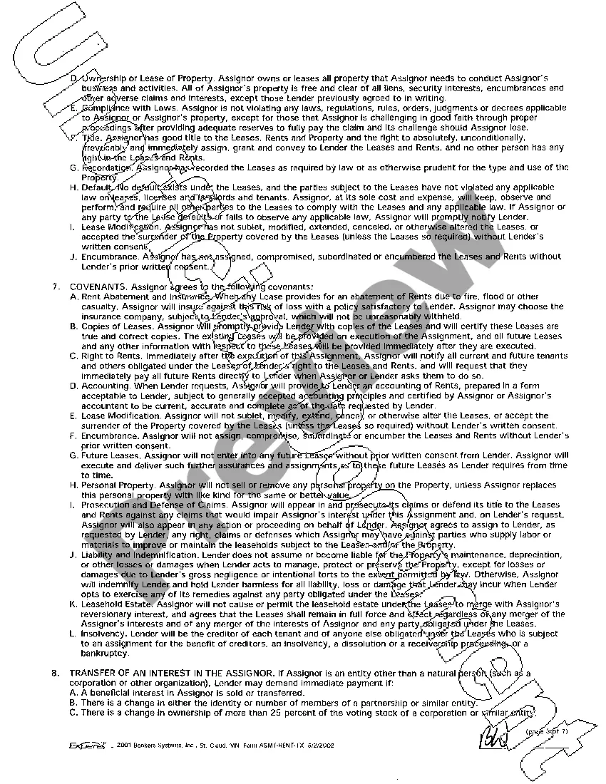 Preview Assignment of Leases and Rents