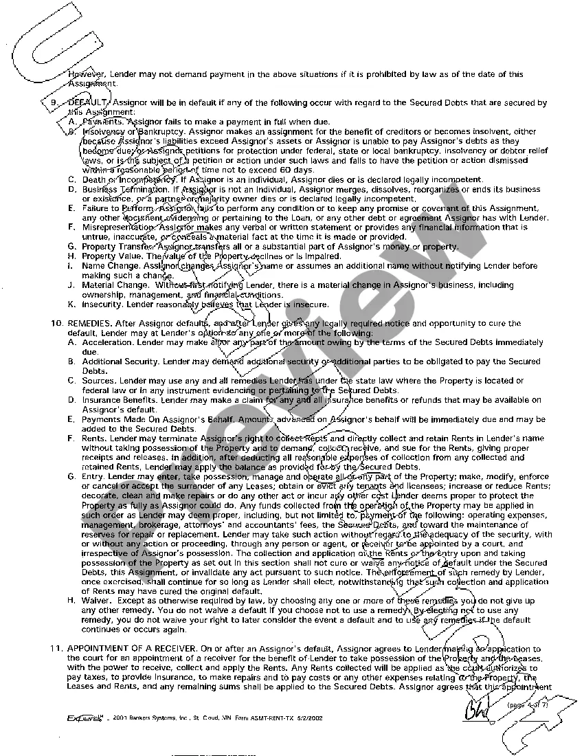 Preview Assignment of Leases and Rents