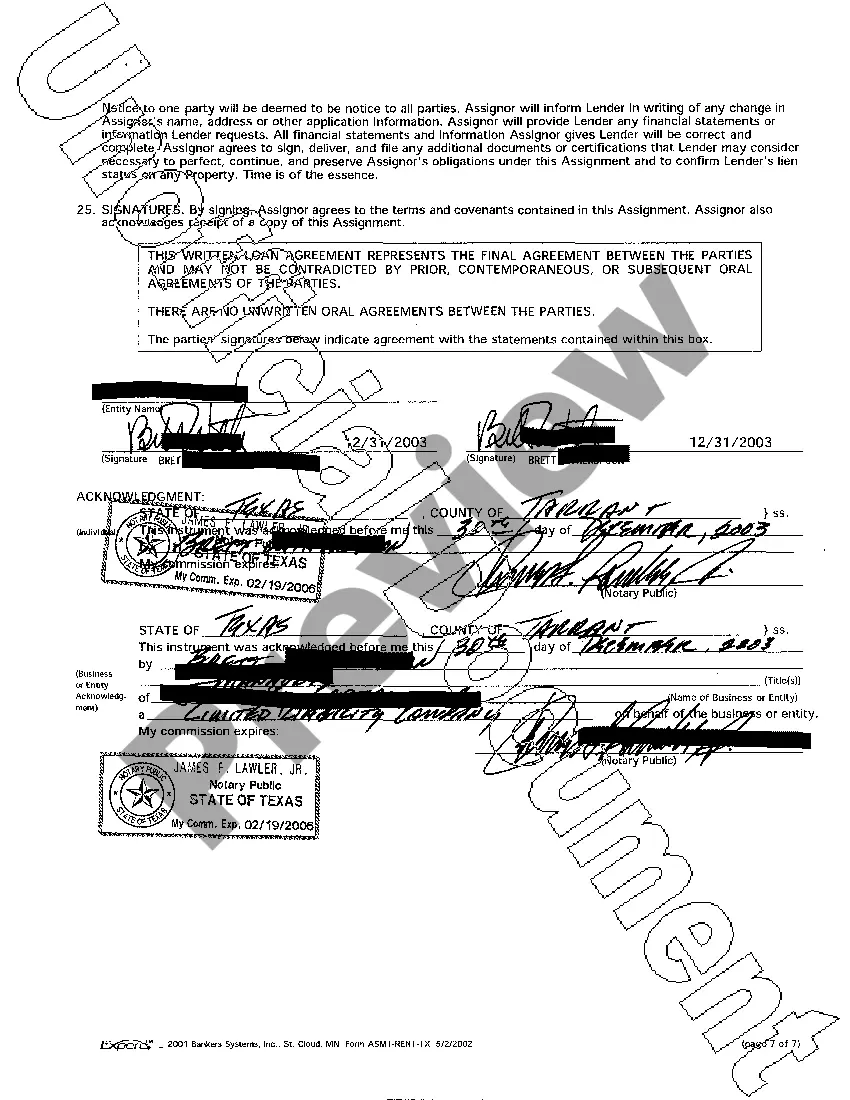 Preview Assignment of Leases and Rents