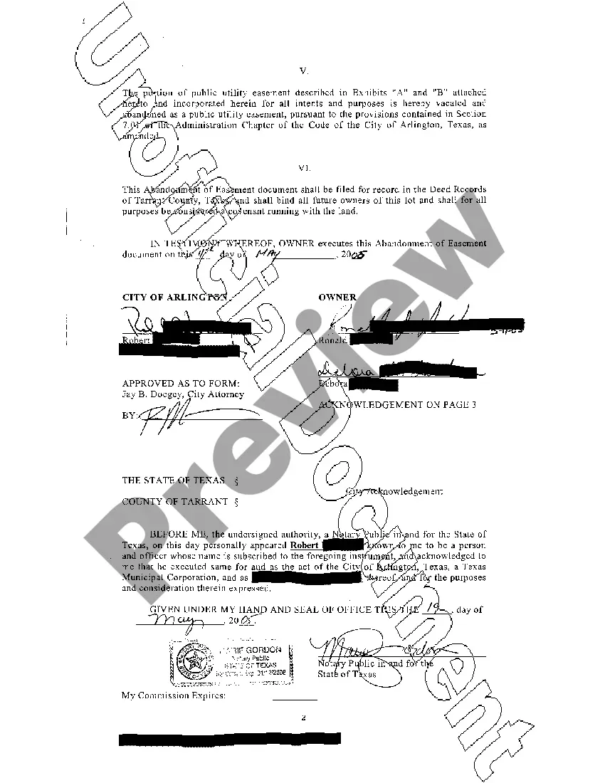 Preview Abandonment of Easement