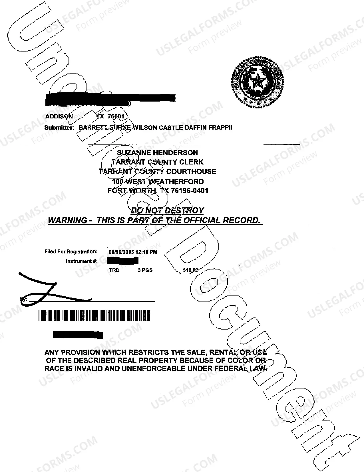 Preview Substitute Trustee's Deed