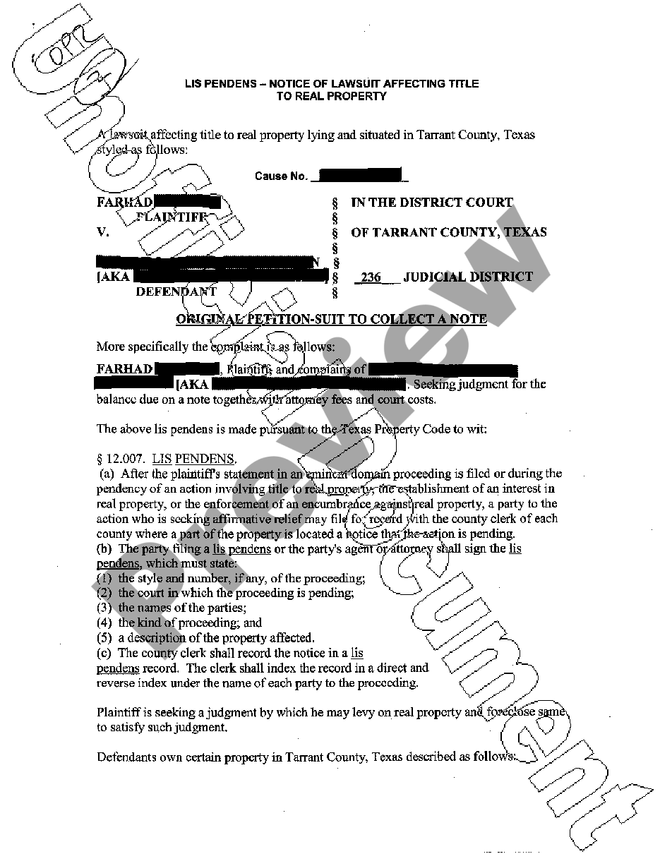 San Antonio Texas Lis Pendens Lis Pendens Texas Us Legal Forms 6033