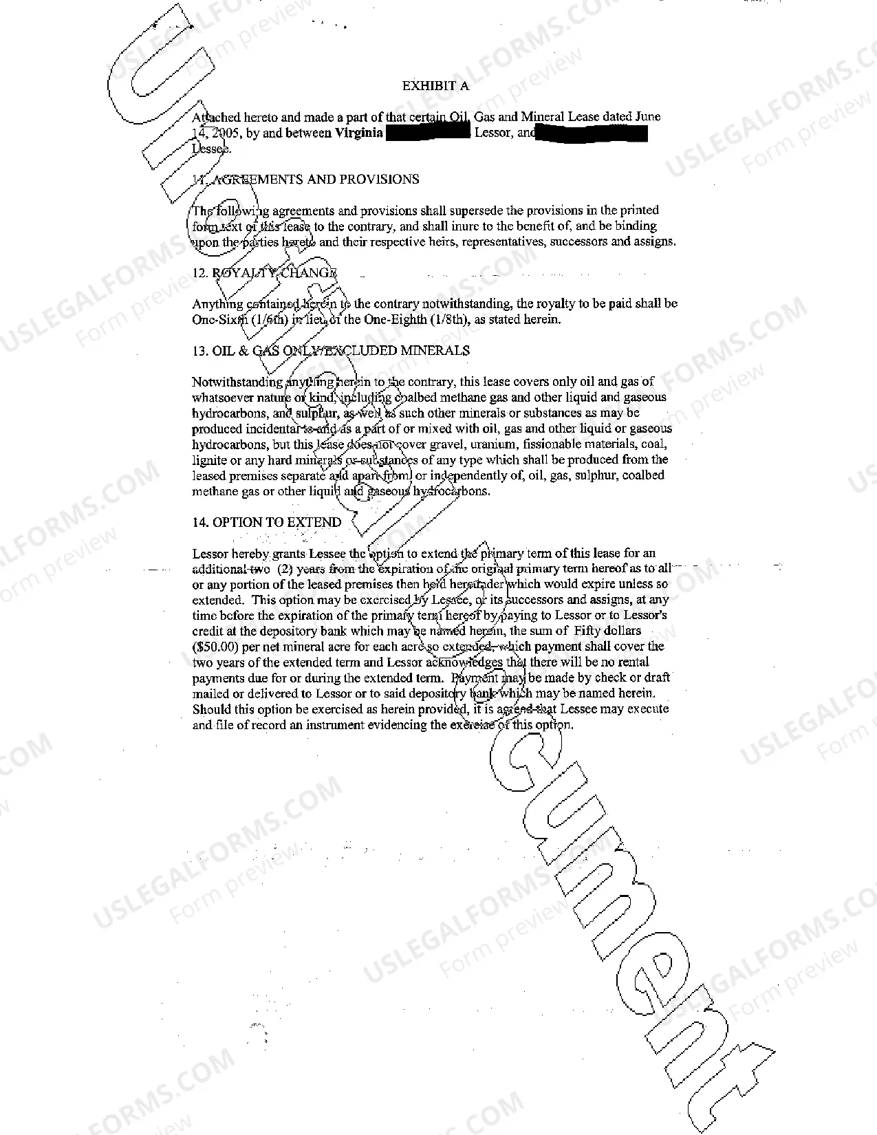 Preview Oil, Gas and Mineral Lease
