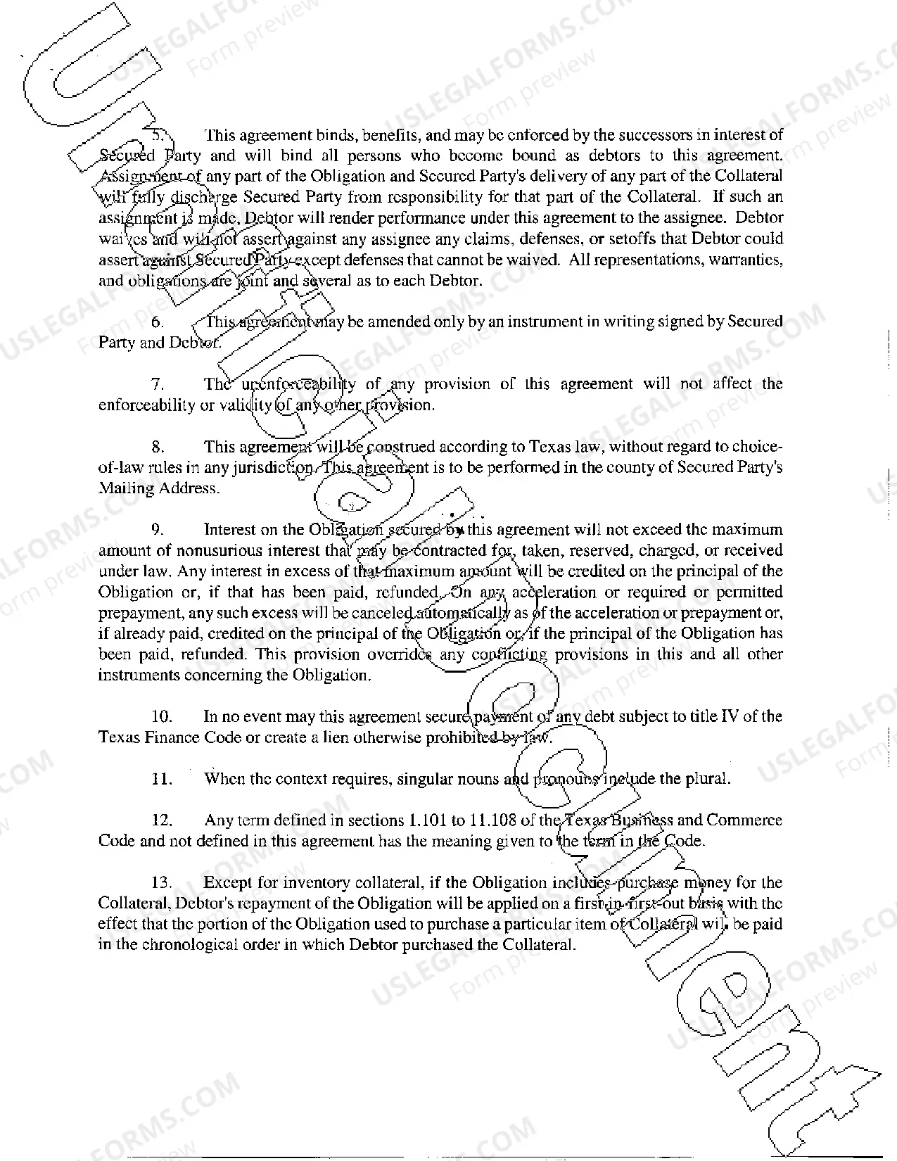 Preview Security Agreement