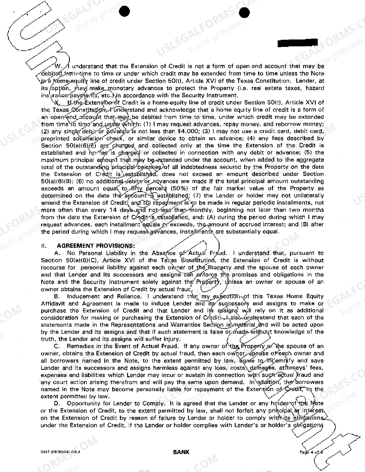 Preview Texas Home Equity Affidavit and Agreement