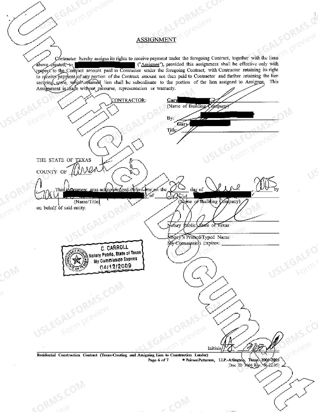 Preview Residential Construction Contract