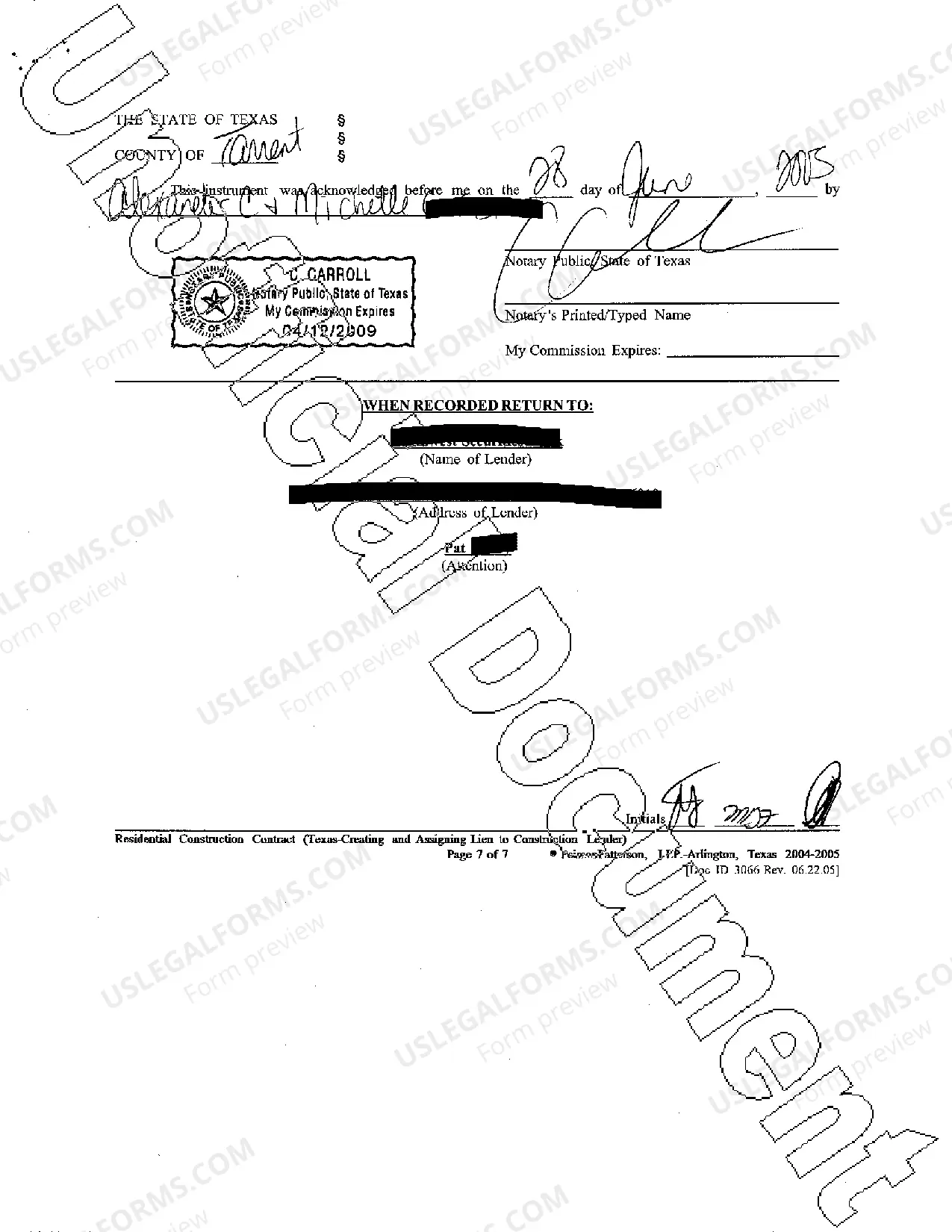 Preview Residential Construction Contract